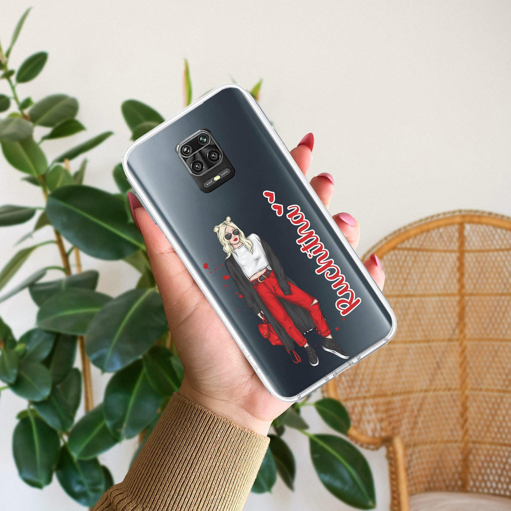 Attitude Girl Customize Transparent Silicon Case For Redmi 9 Prime