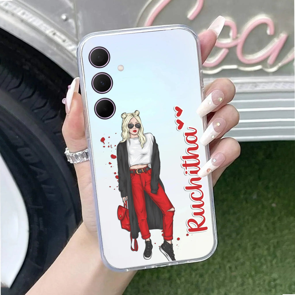Attitude Girl Customize Anti Yellow Case For Samsung Galaxy M56 5G