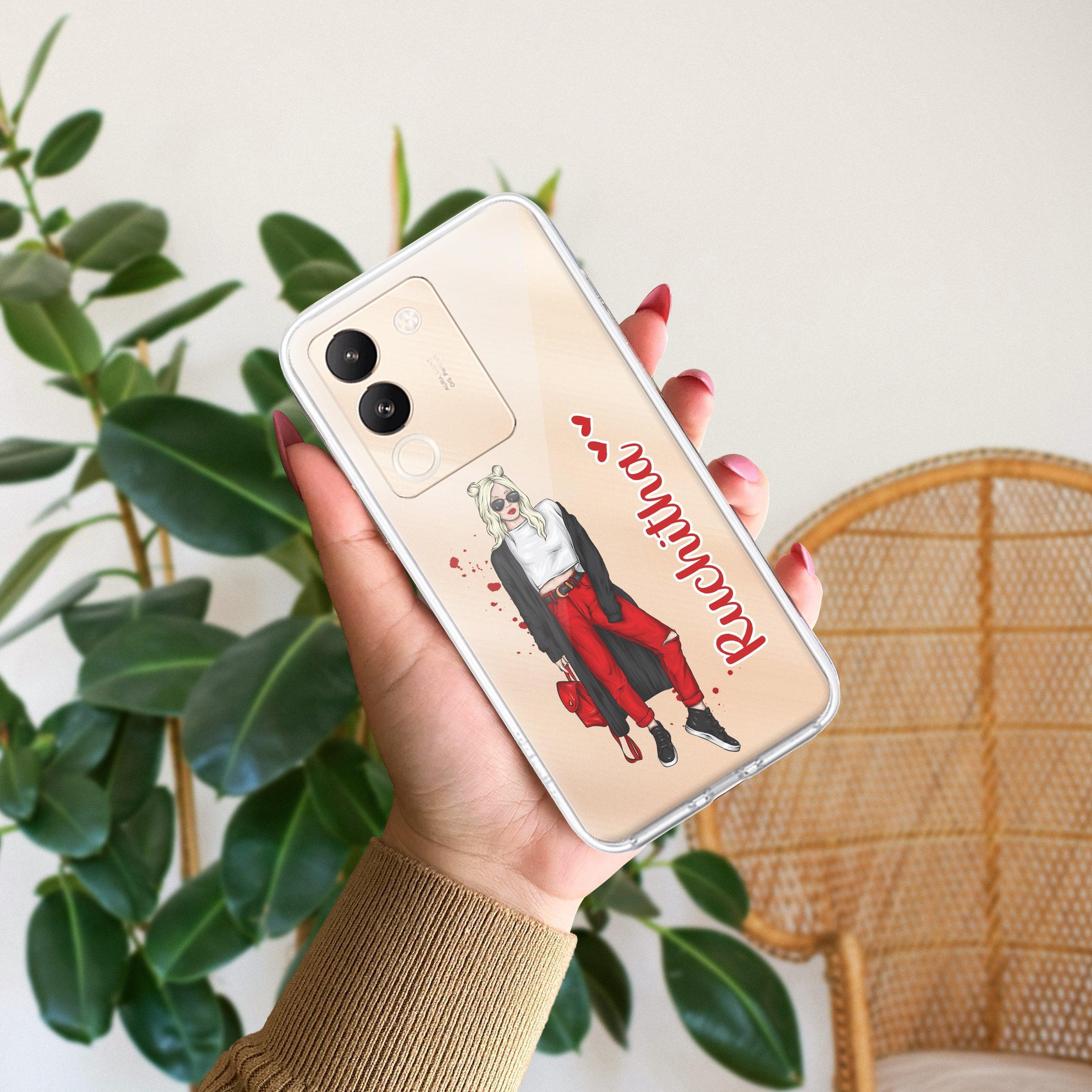 Attitude Girl Customize Transparent Silicon Case For Vivo Y35
