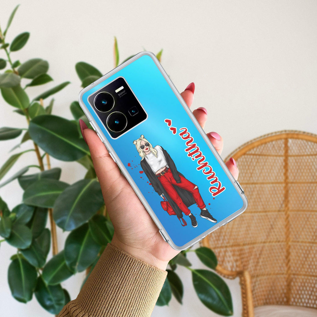 Attitude Girl Customize Transparent Silicon Case For Vivo Y22