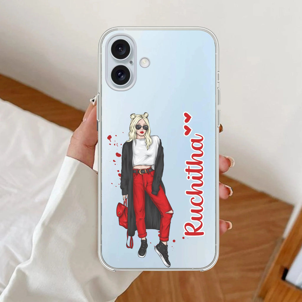 Attitude Girl Customize Anti Yellow Clear Case For iPhone 16