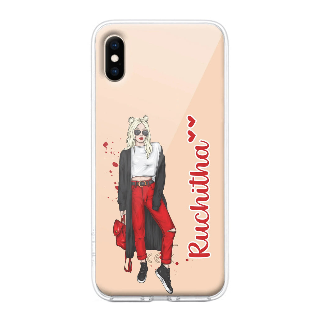 Attitude Girl Customize Transparent Silicon Case For iPhone