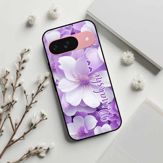 Awesome Purple Floral Glossy Customised Metal Case Cover For Google ShopOnCliQ