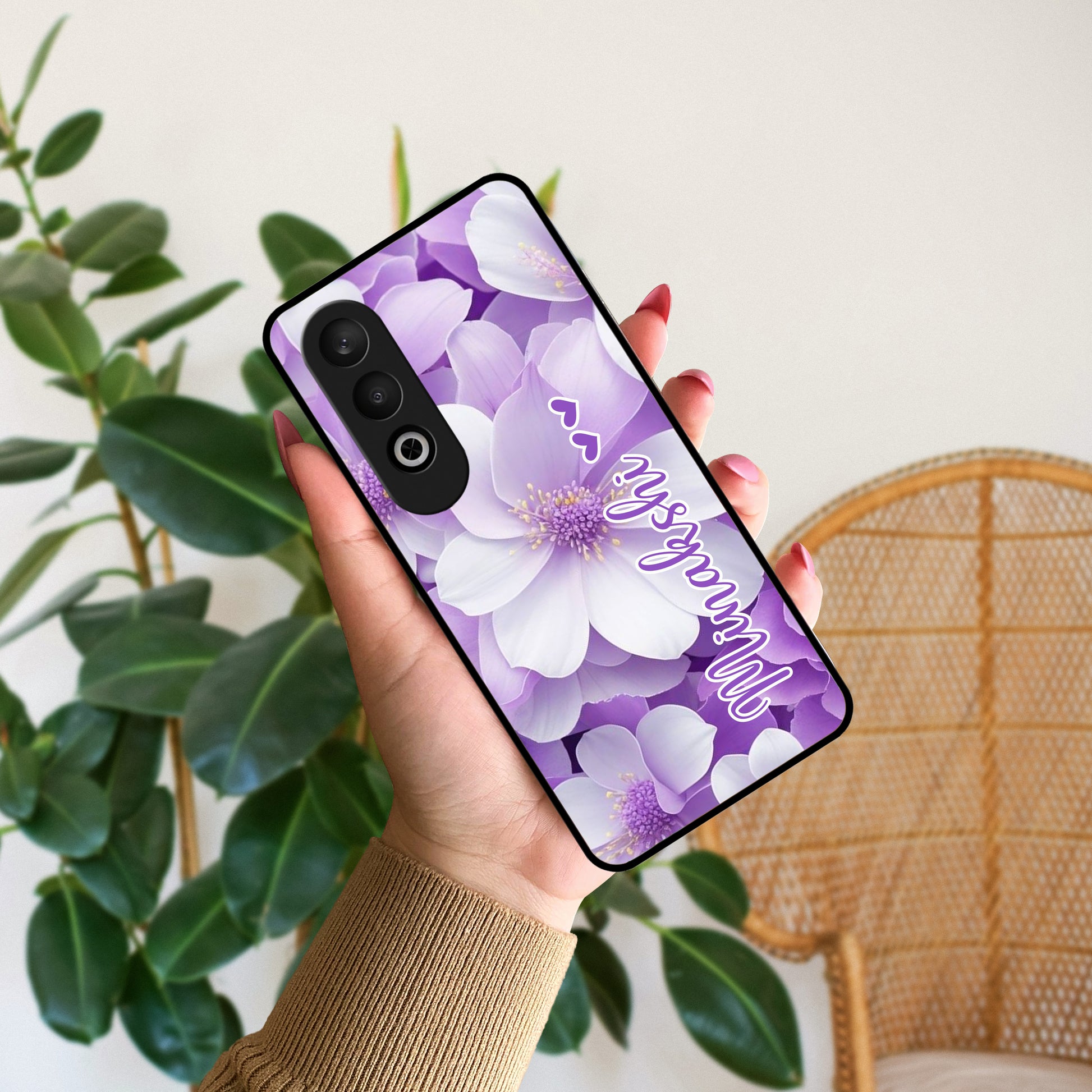 Awesome Purple Floral Glossy Customised Metal Case Cover For OnePlus ShopOnCliQ