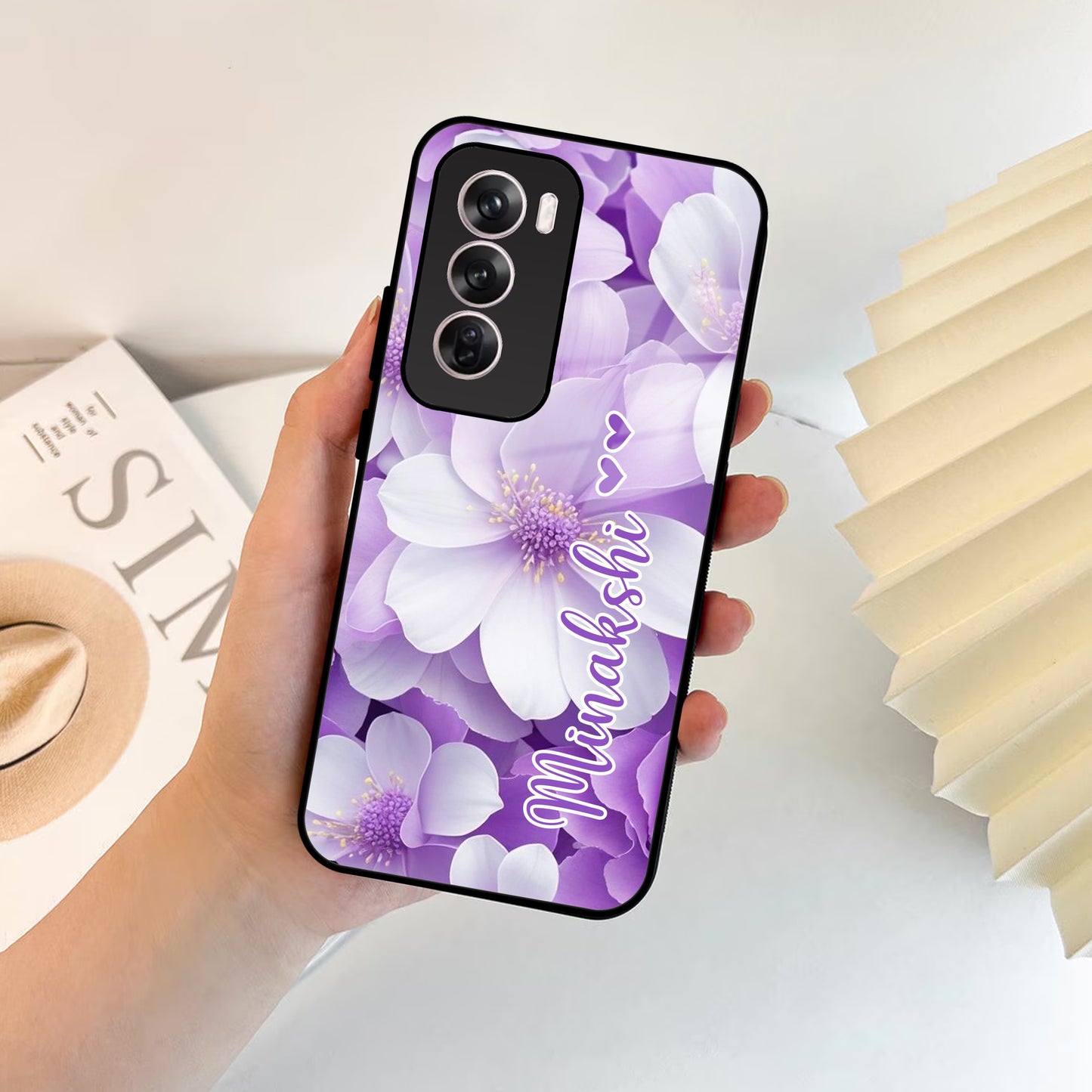 Awesome Purple Floral Glossy Customised Metal Case Cover For Oppo ShopOnCliQ