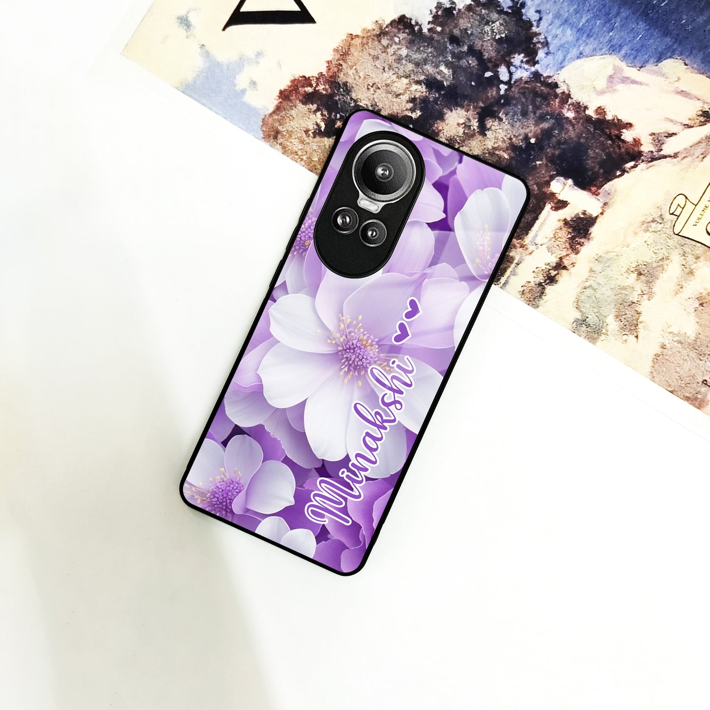 Awesome Purple Floral Glossy Customised Metal Case Cover For Oppo ShopOnCliQ