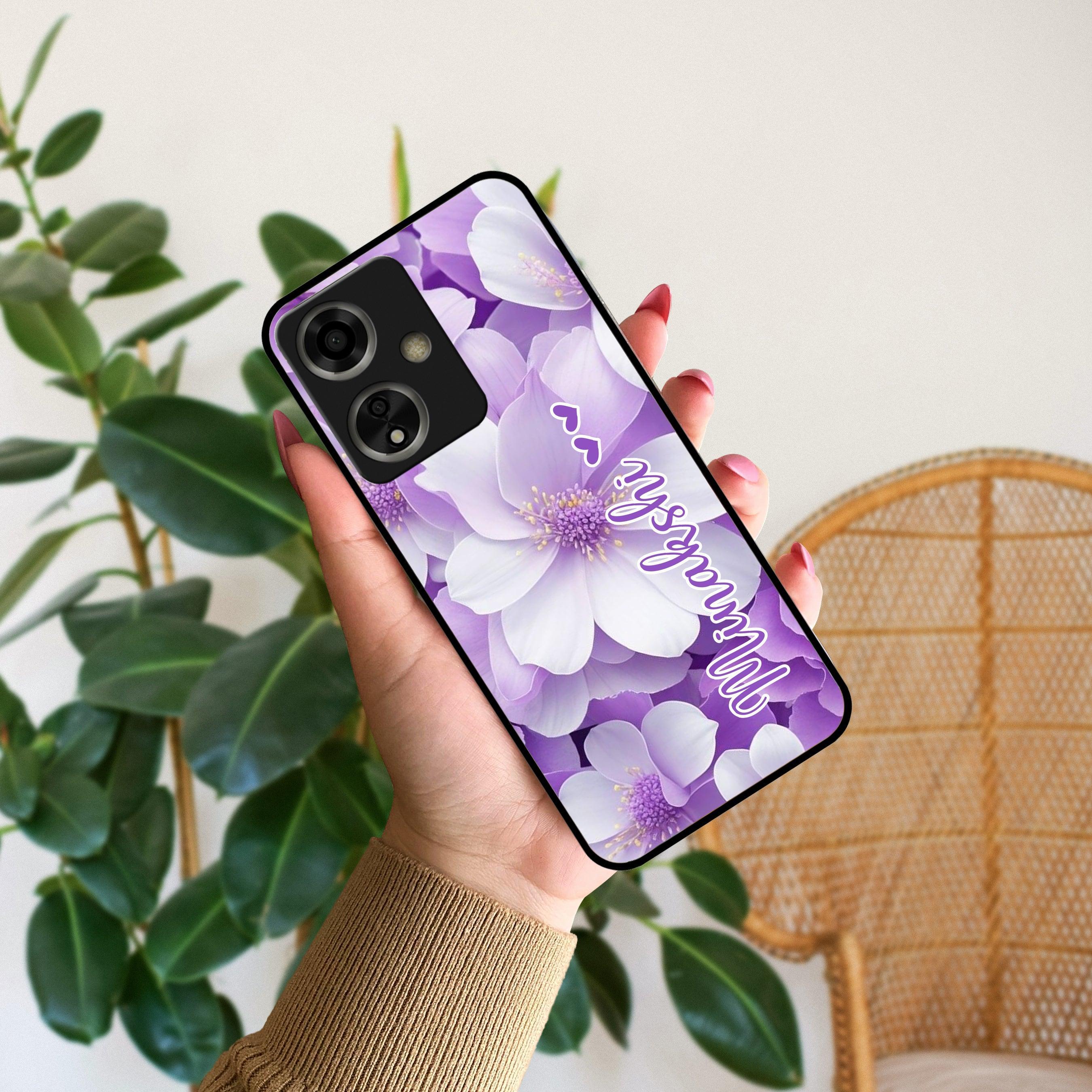 Awesome Purple Floral Glossy Customised Metal Case Cover For Oppo - ShopOnCliQ