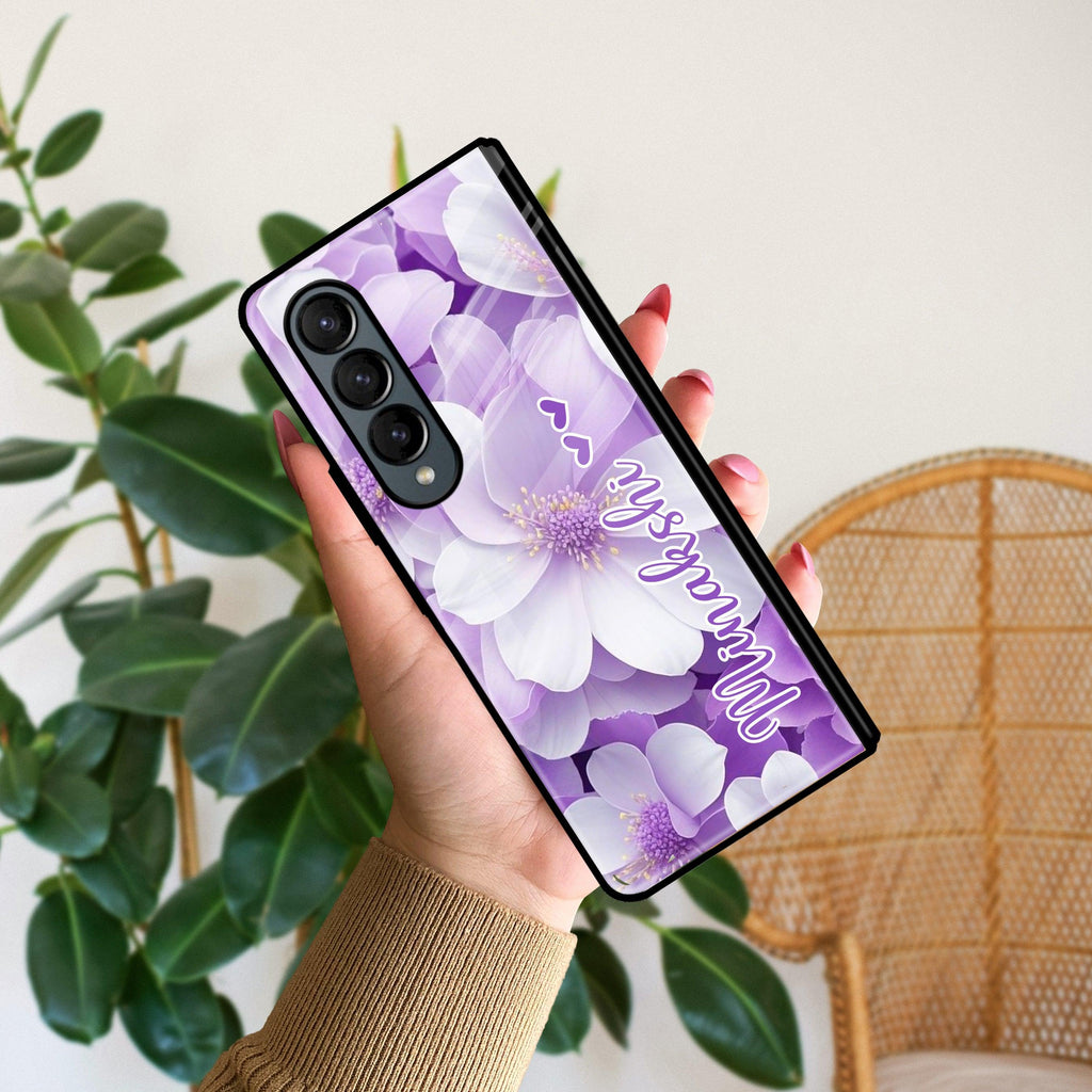 Awesome Purple Floral Glossy Customised Metal Case Cover For Samsung - ShopOnCliQ