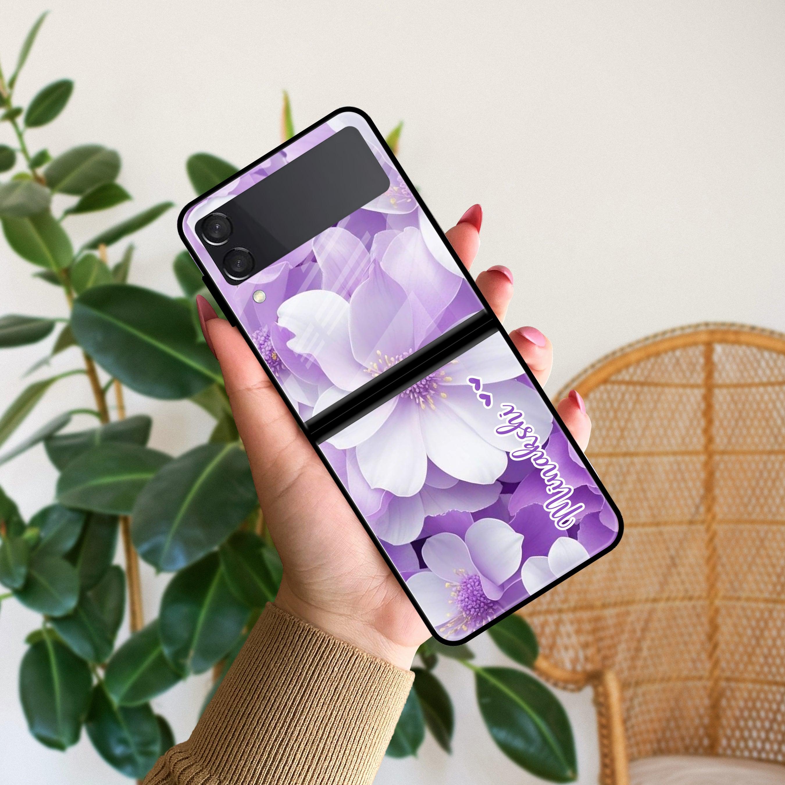 Awesome Purple Floral Glossy Customised Metal Case Cover For Samsung - ShopOnCliQ