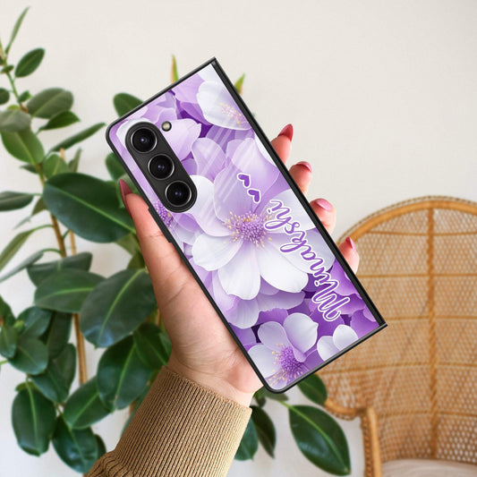 Awesome Purple Floral Glossy Customised Metal Case Cover For Samsung