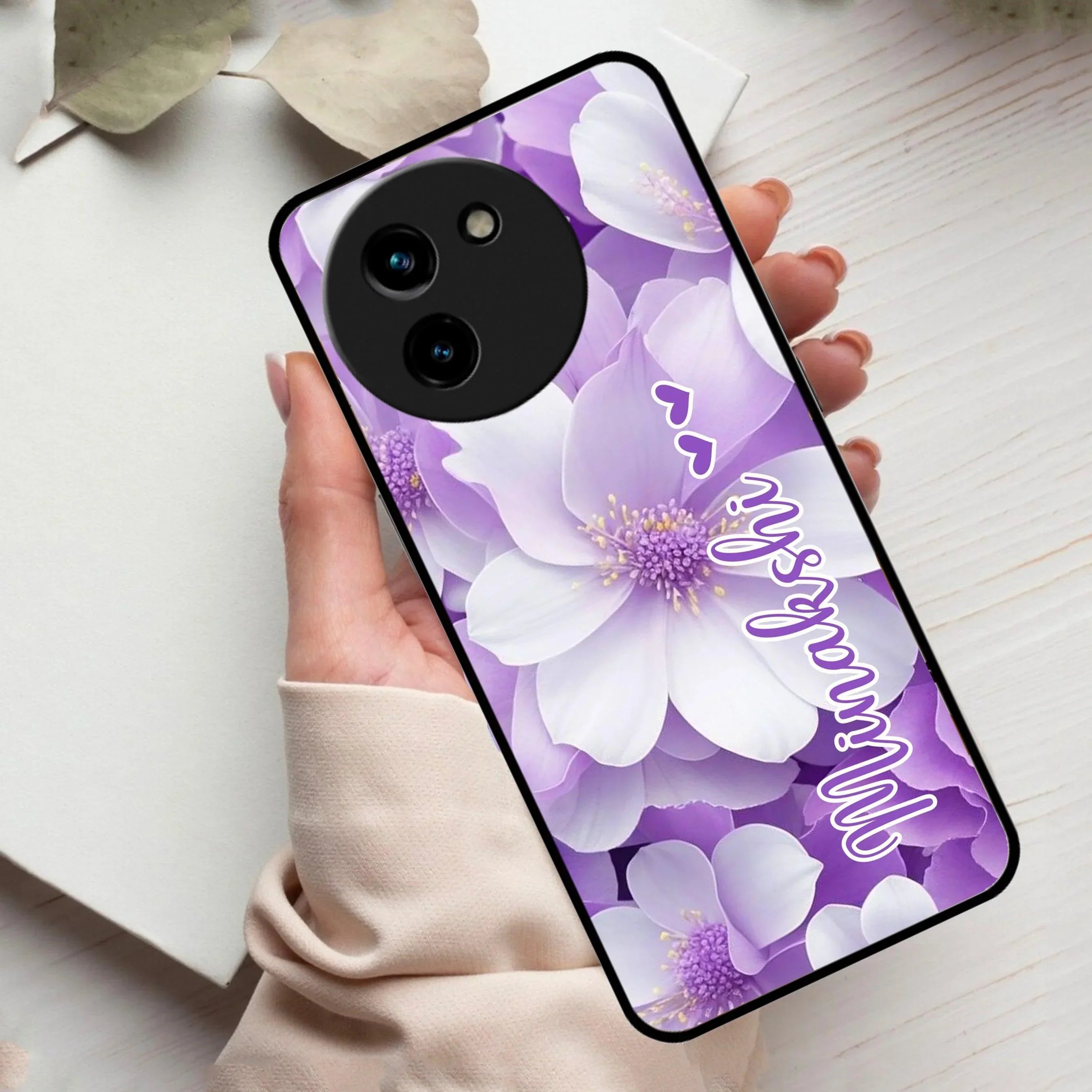 Awesome Purple Floral Glossy Customised Metal Case Cover For Vivo - ShopOnCliQ