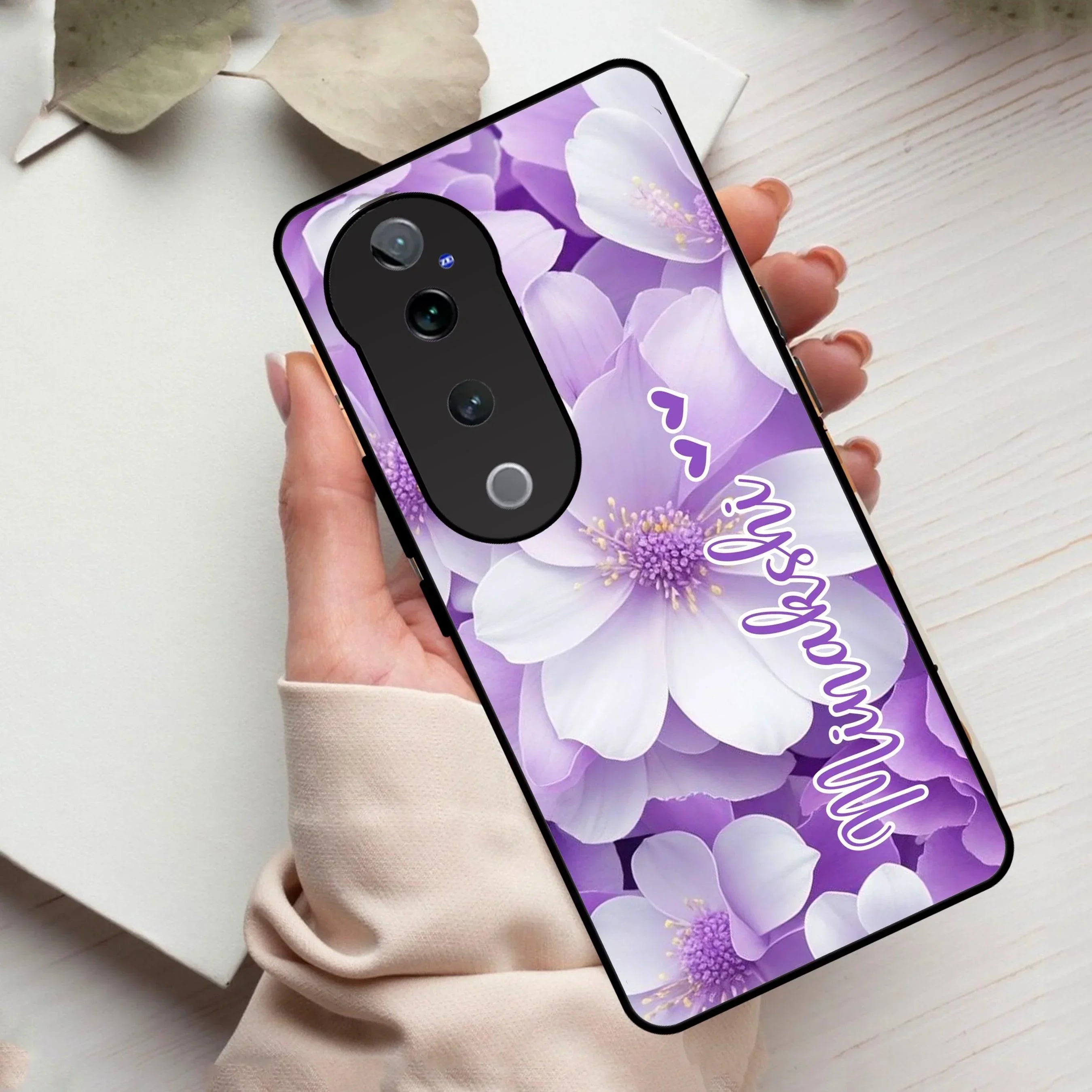 Awesome Purple Floral Glossy Customised Metal Case Cover For Vivo - ShopOnCliQ