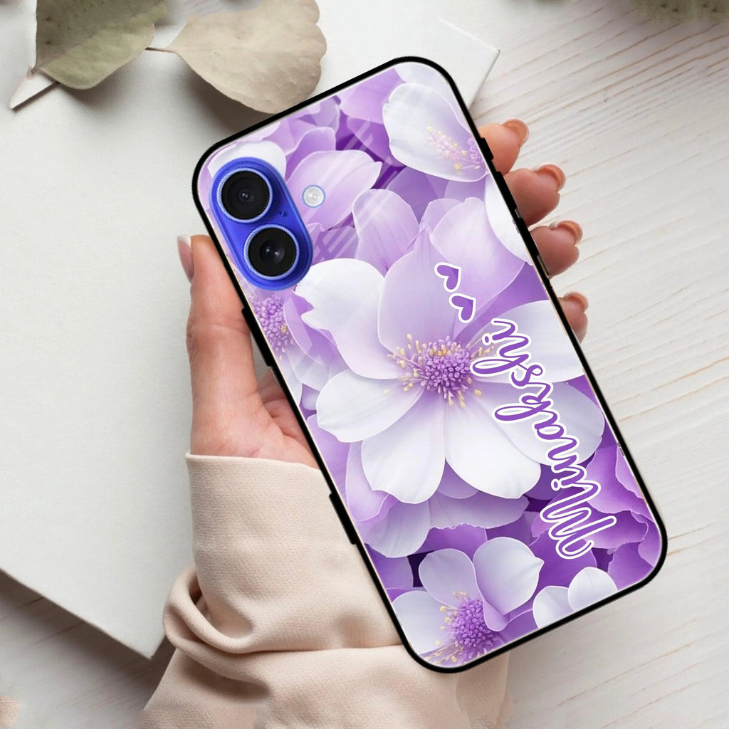 Awesome Purple Floral Glossy Customised Metal Case Cover For iPhone - ShopOnCliQ