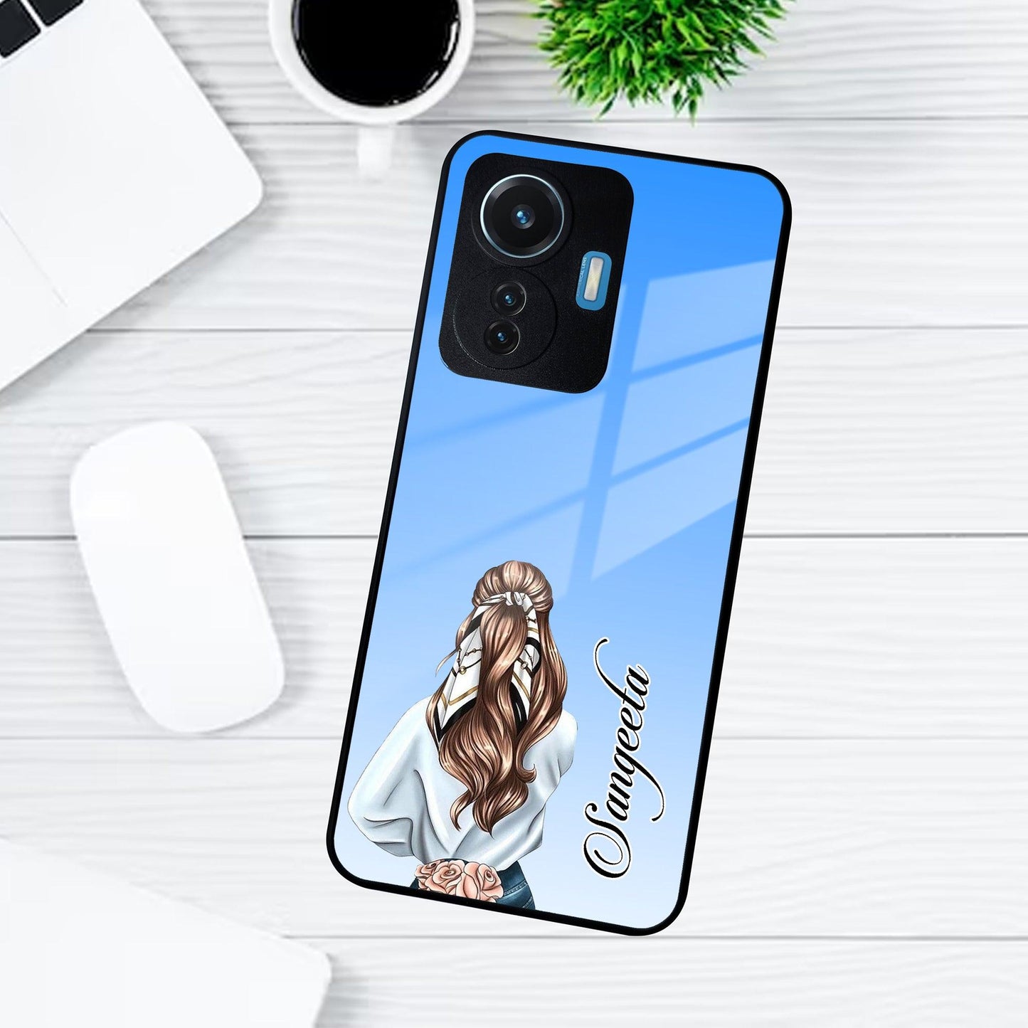 Styles Girl Customize Name Glass Case For Vivo