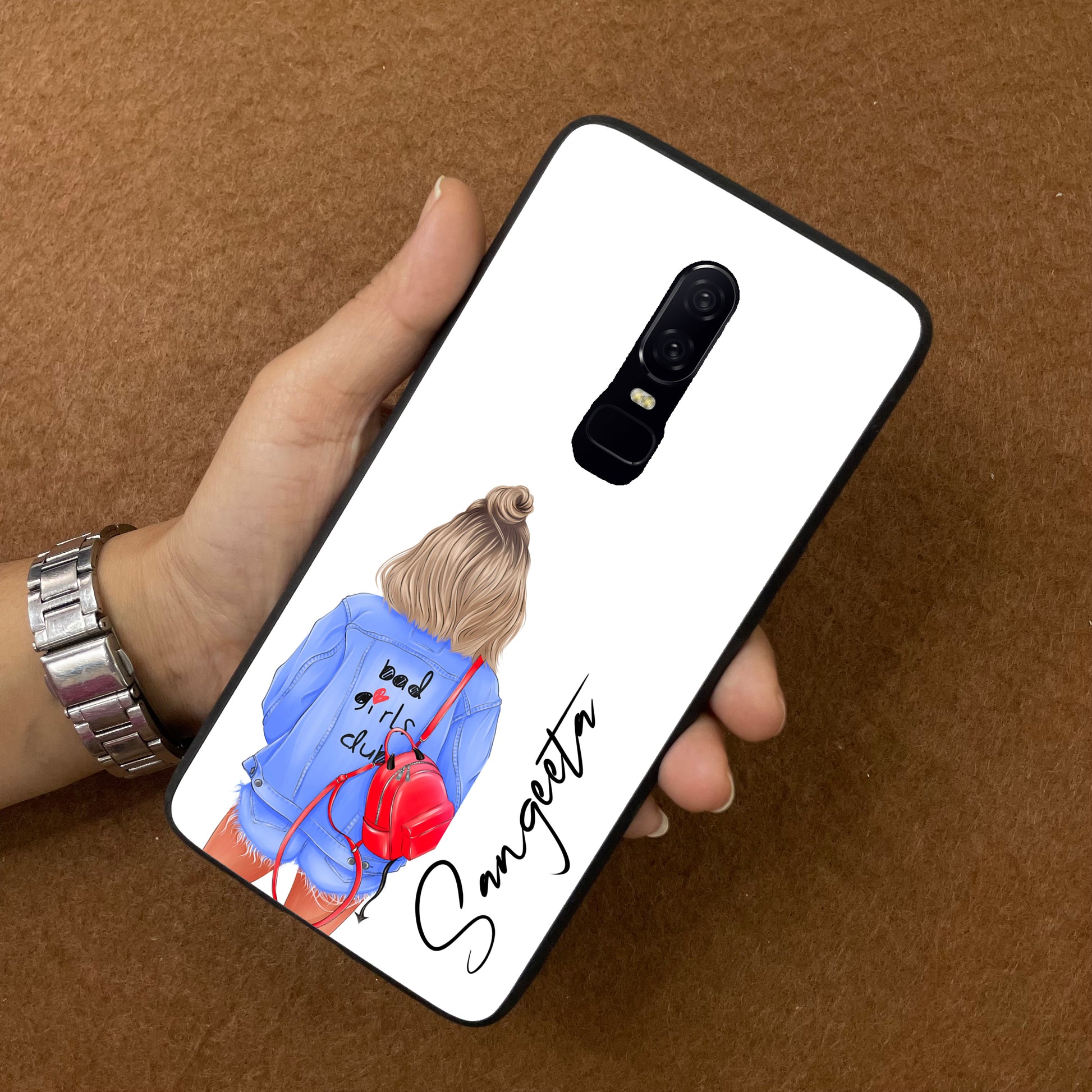 Bag Girl Customize Name Glass Case For OnePlus ShopOnCliQ