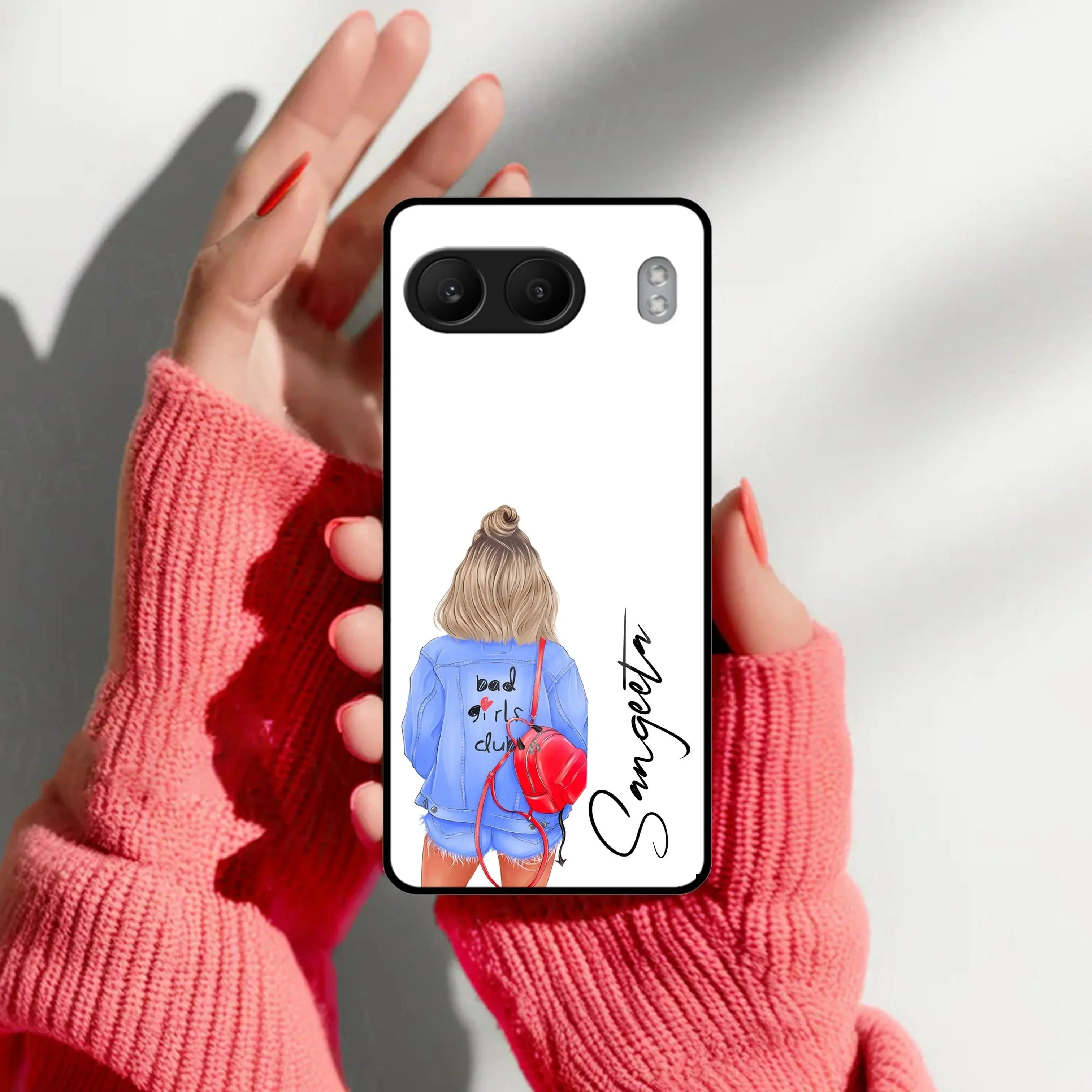 Bag Girl Customize Name Glass Case For OnePlus - ShopOnCliQ