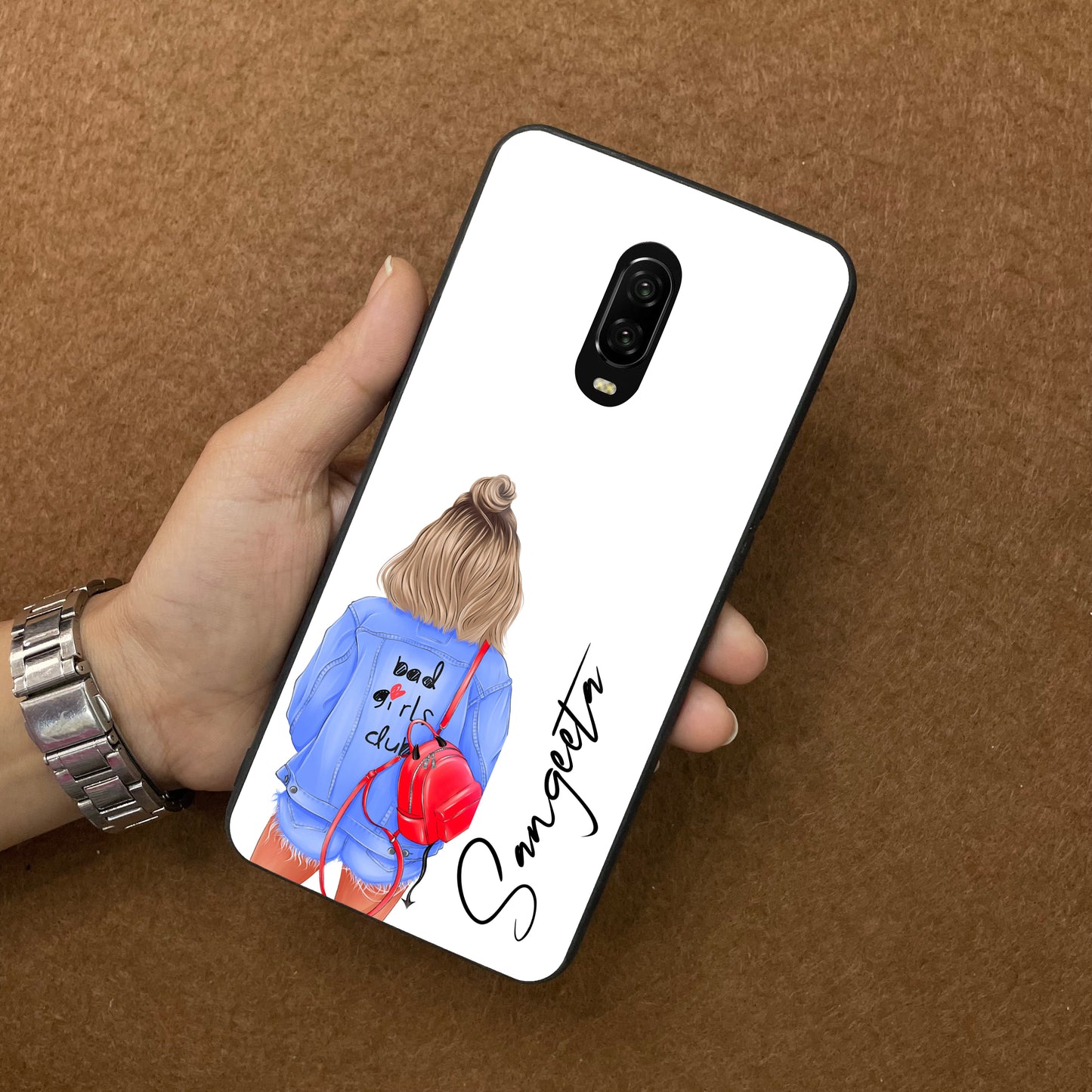 Bag Girl Customize Name Glass Case For OnePlus ShopOnCliQ