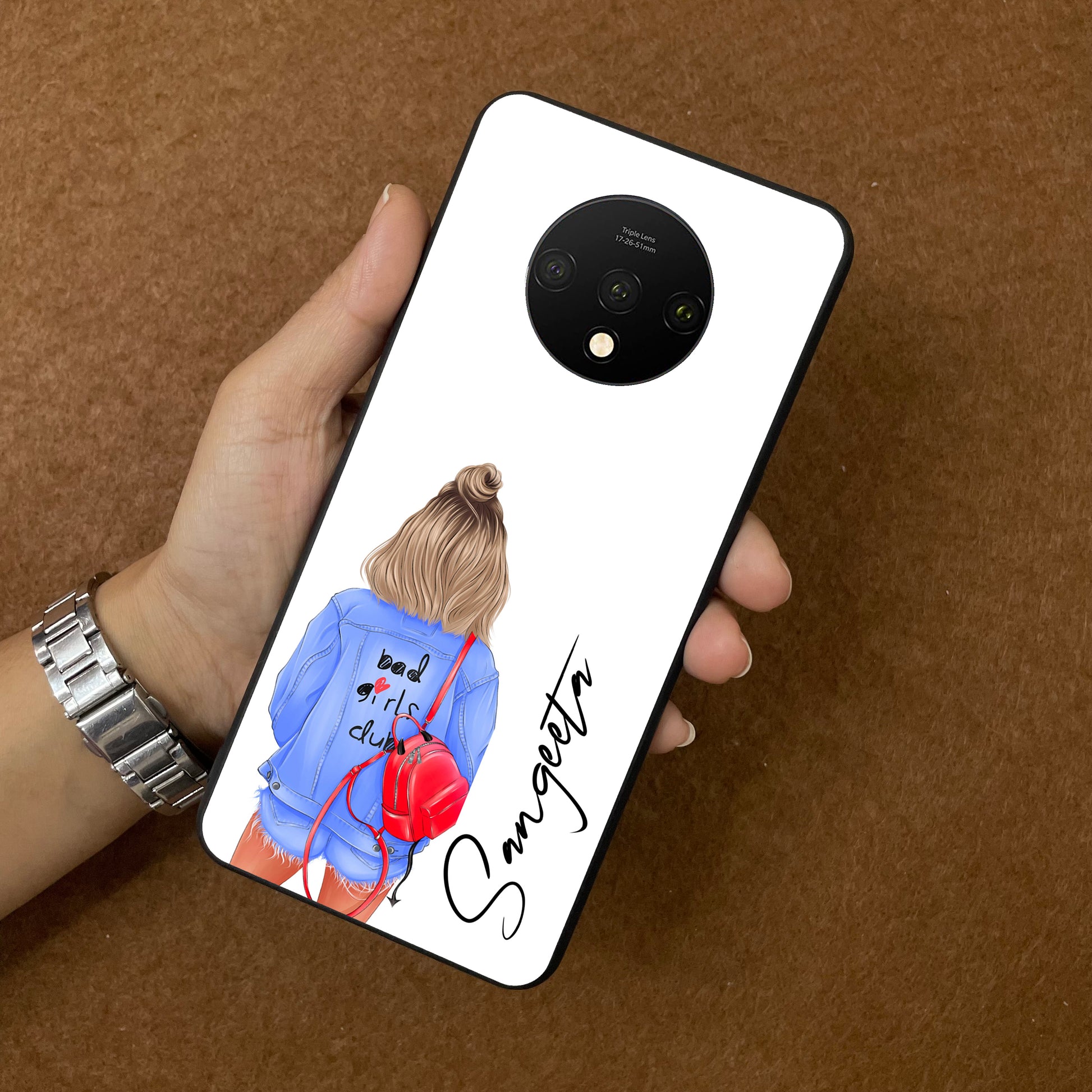 Bag Girl Customize Name Glass Case For OnePlus ShopOnCliQ