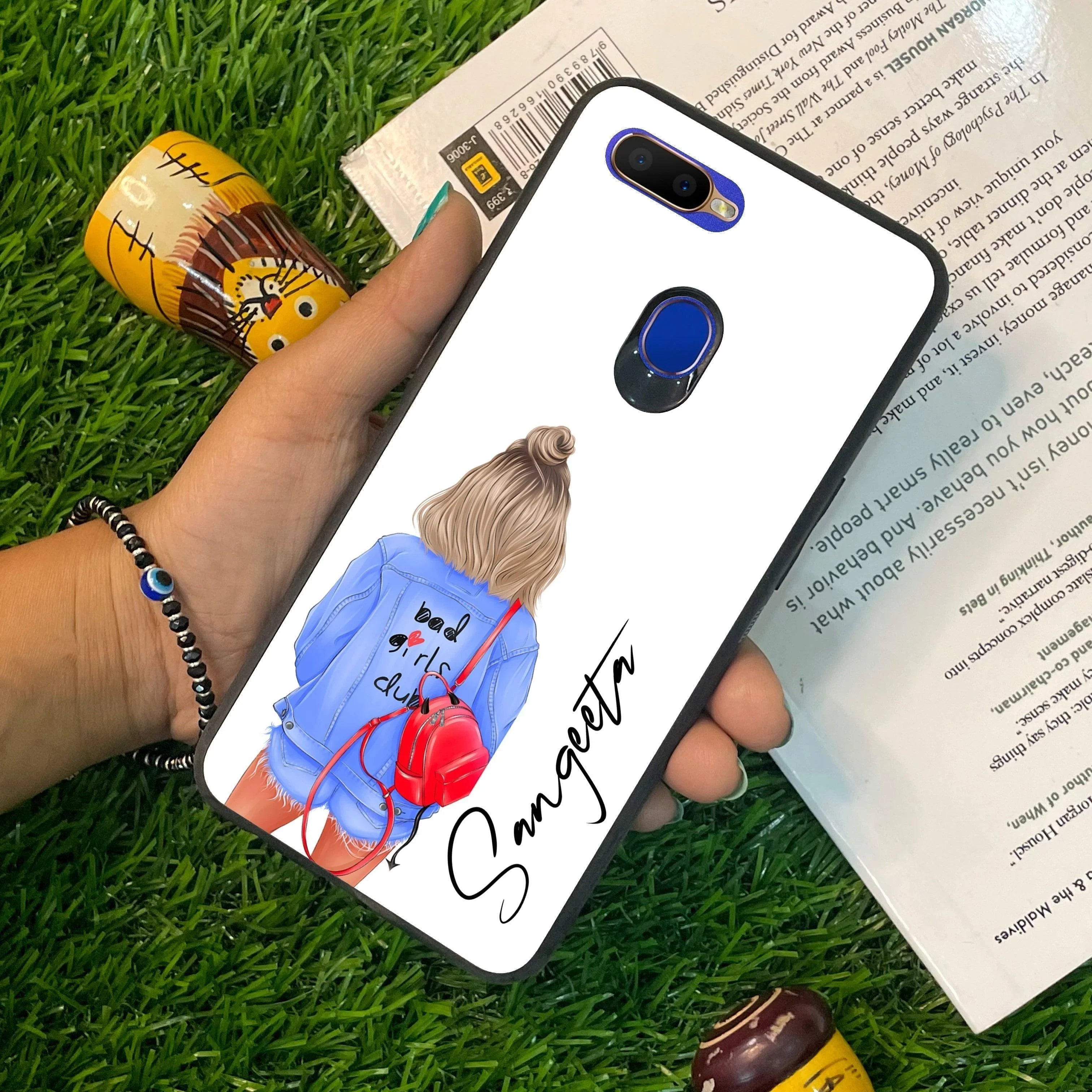 Bag Girl Customize Name Glass Case For Oppo - ShopOnCliQ