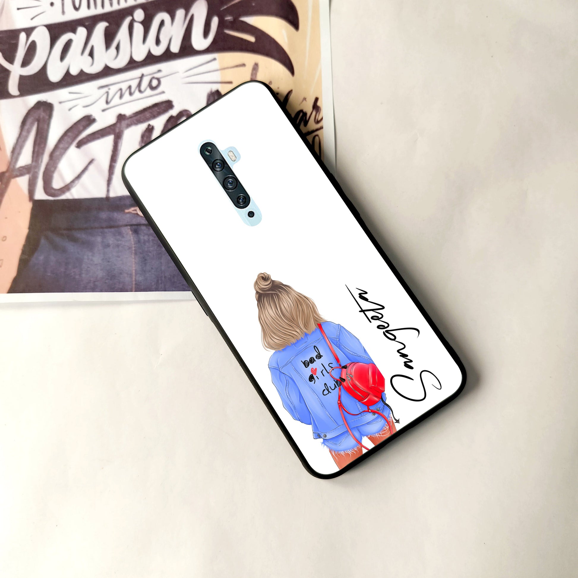 Bag Girl Customize Name Glass Case For Oppo ShopOnCliQ