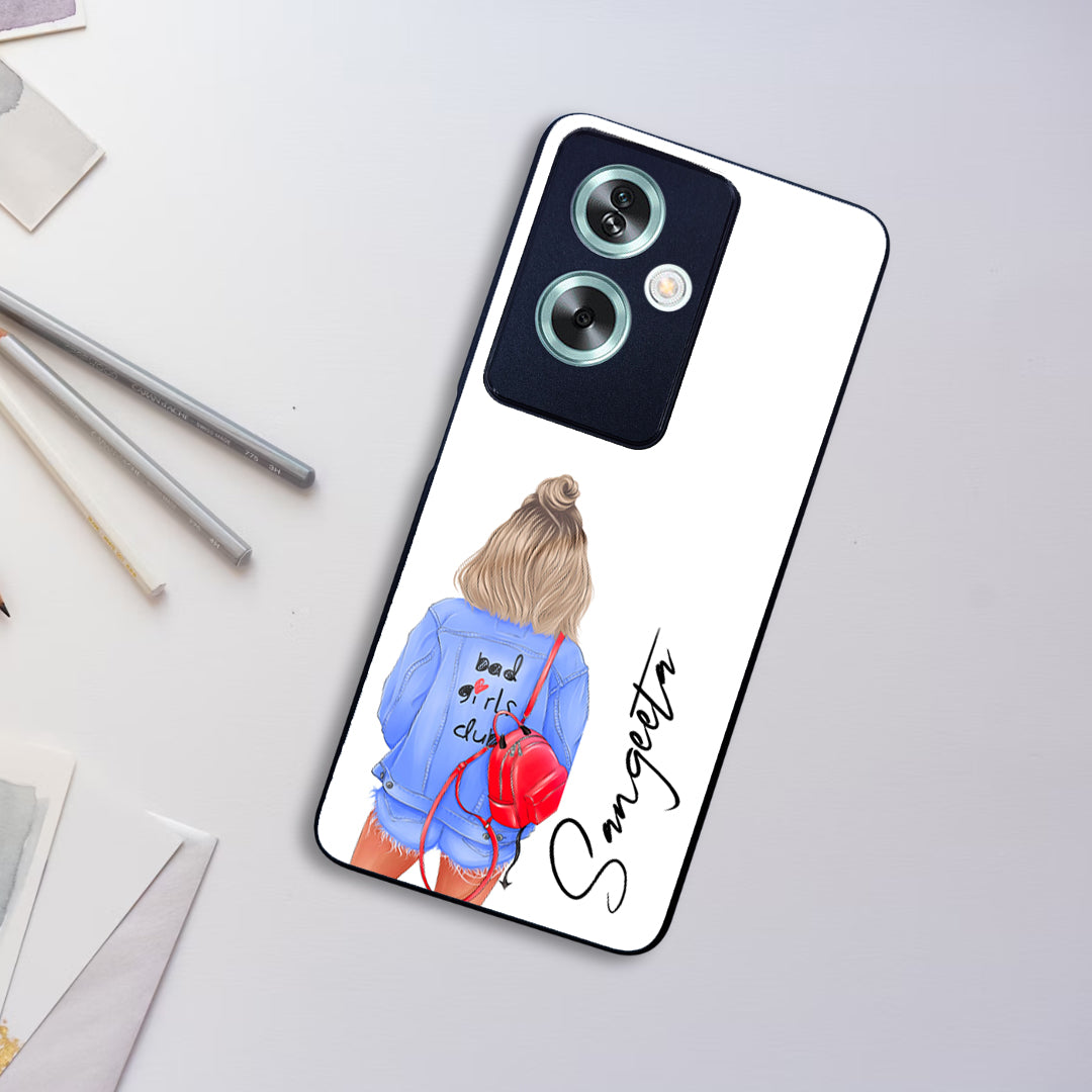 Bag Girl Customize Name Glass Case For Oppo ShopOnCliQ