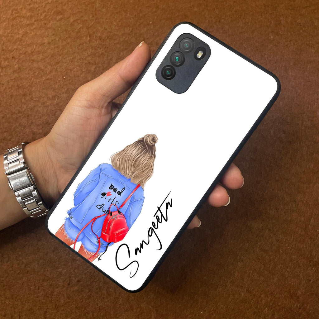 Bag Girl Customize Name Glass Case For Poco - ShopOnCliQ
