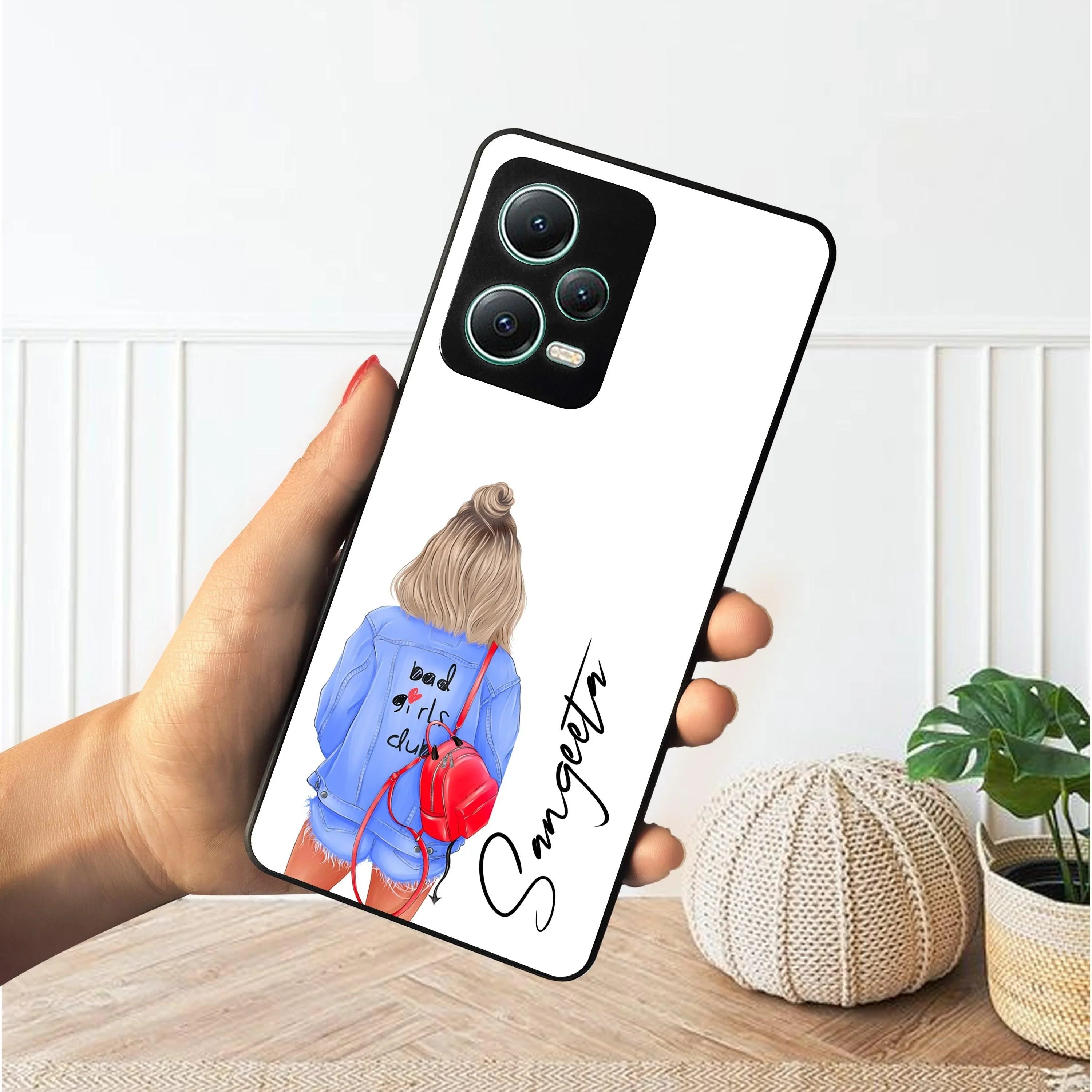 Bag Girl Customize Name Glass Case For Poco - ShopOnCliQ