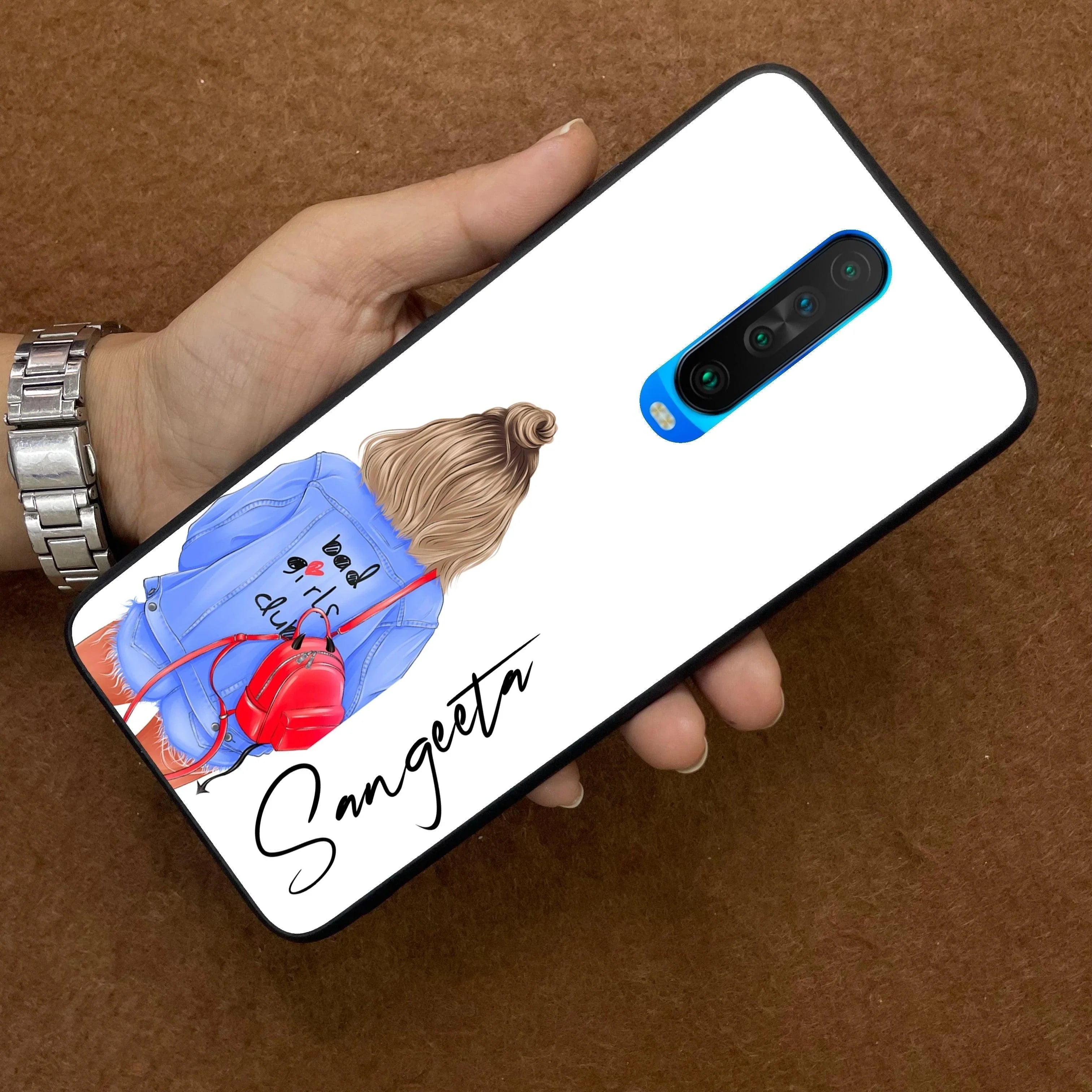 Bag Girl Customize Name Glass Case For Poco - ShopOnCliQ