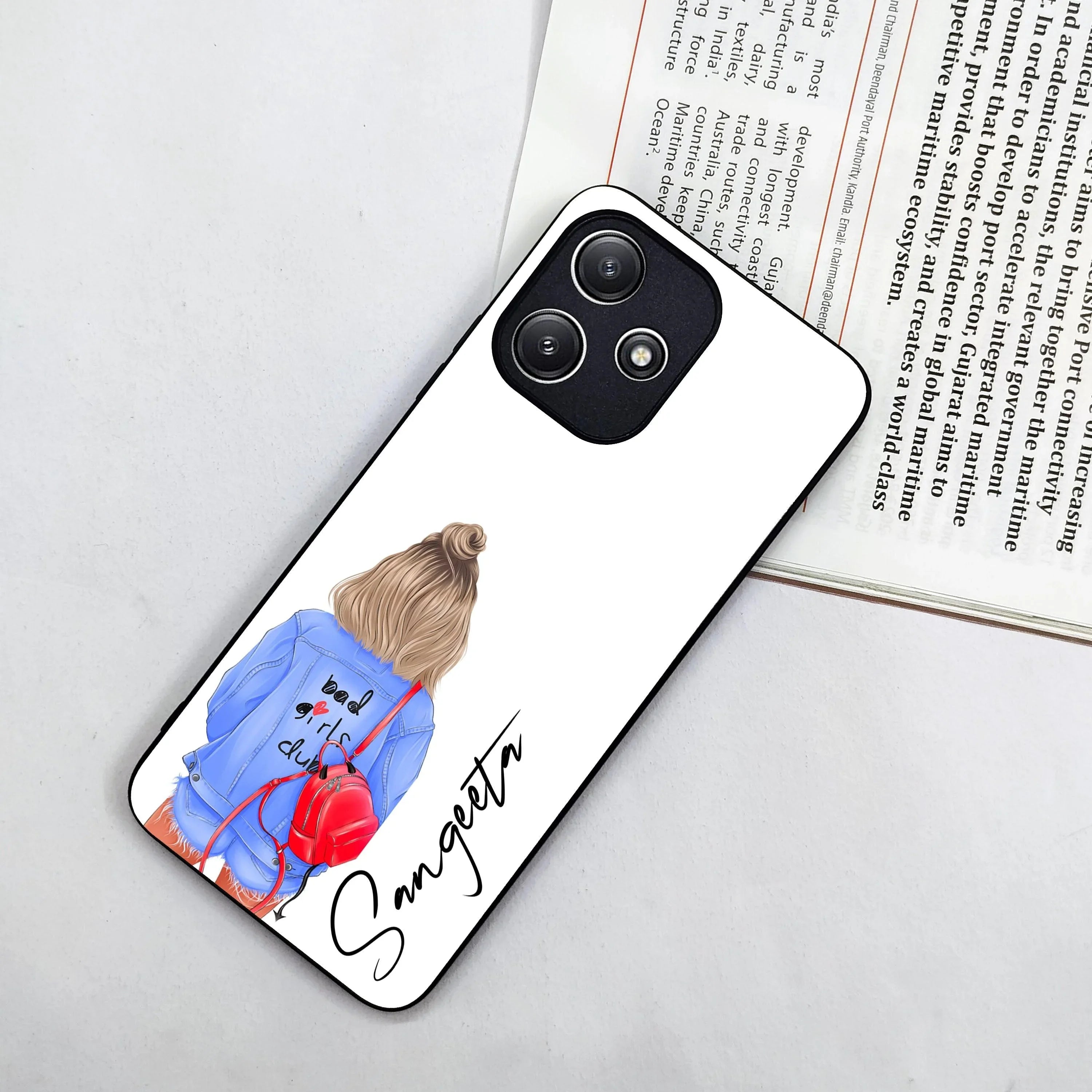 Bag Girl Customize Name Glass Case For Poco - ShopOnCliQ