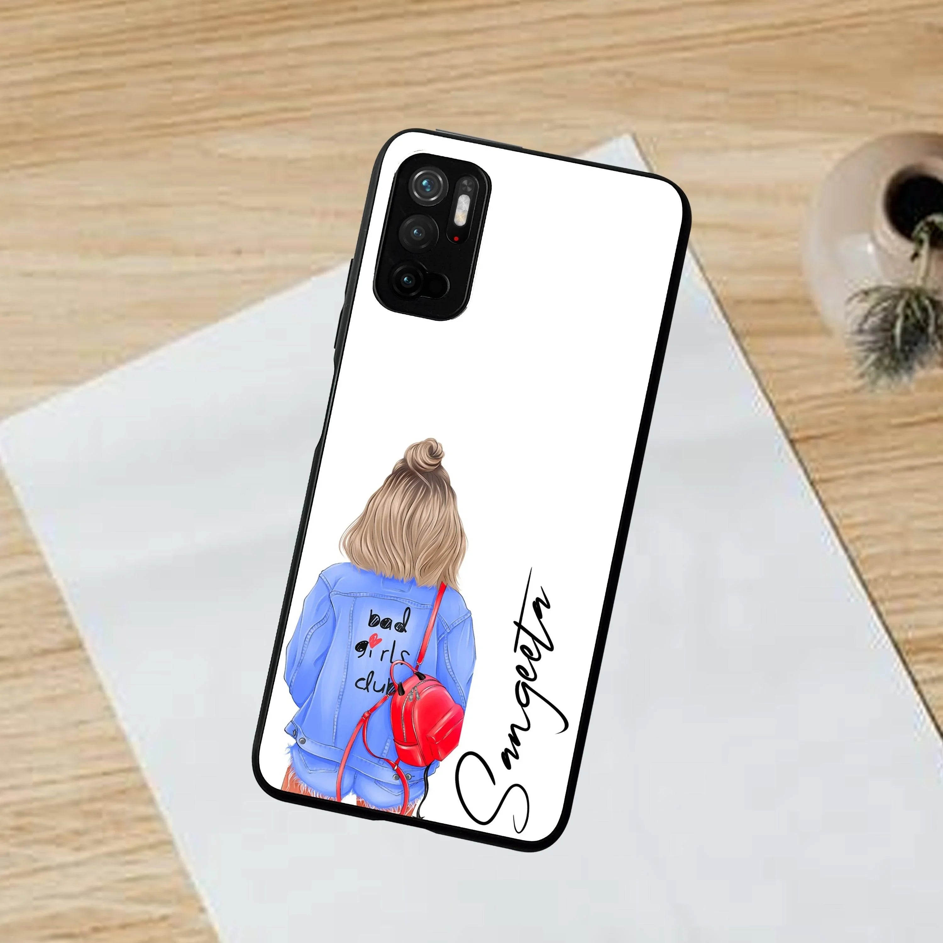 Bag Girl Customize Name Glass Case For Poco - ShopOnCliQ