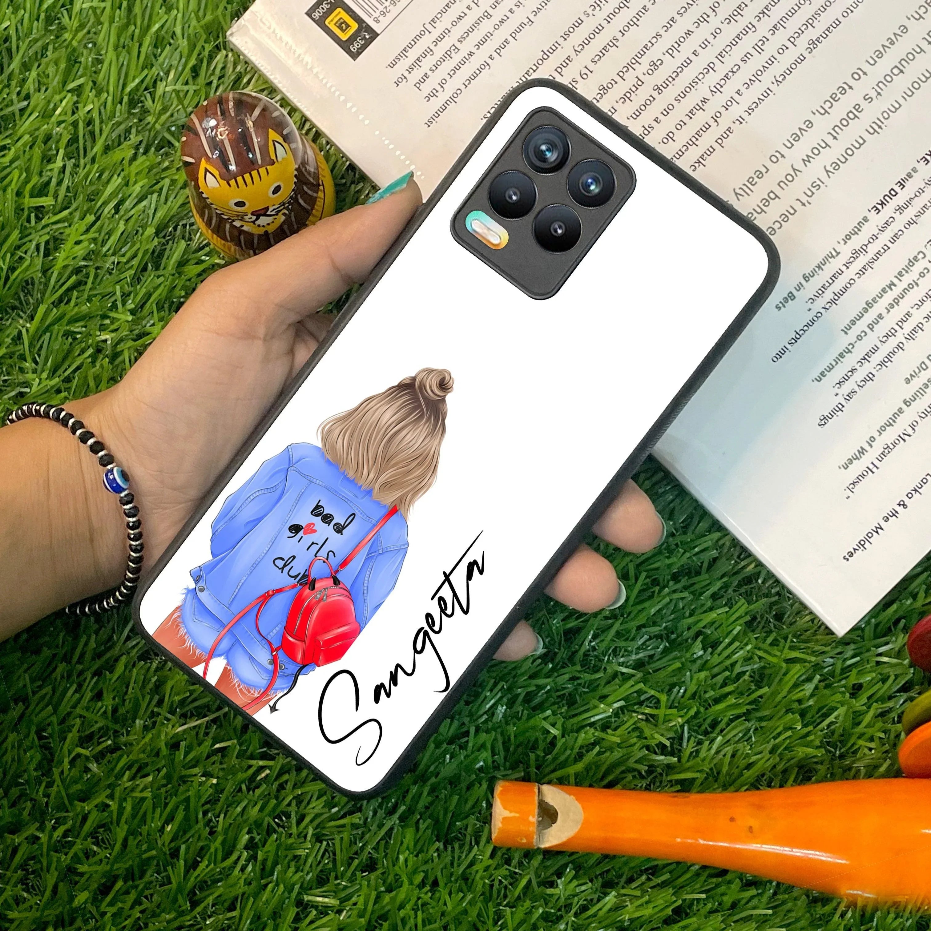 Bag Girl Customize Name Glass Case For Realme/Narzo - ShopOnCliQ