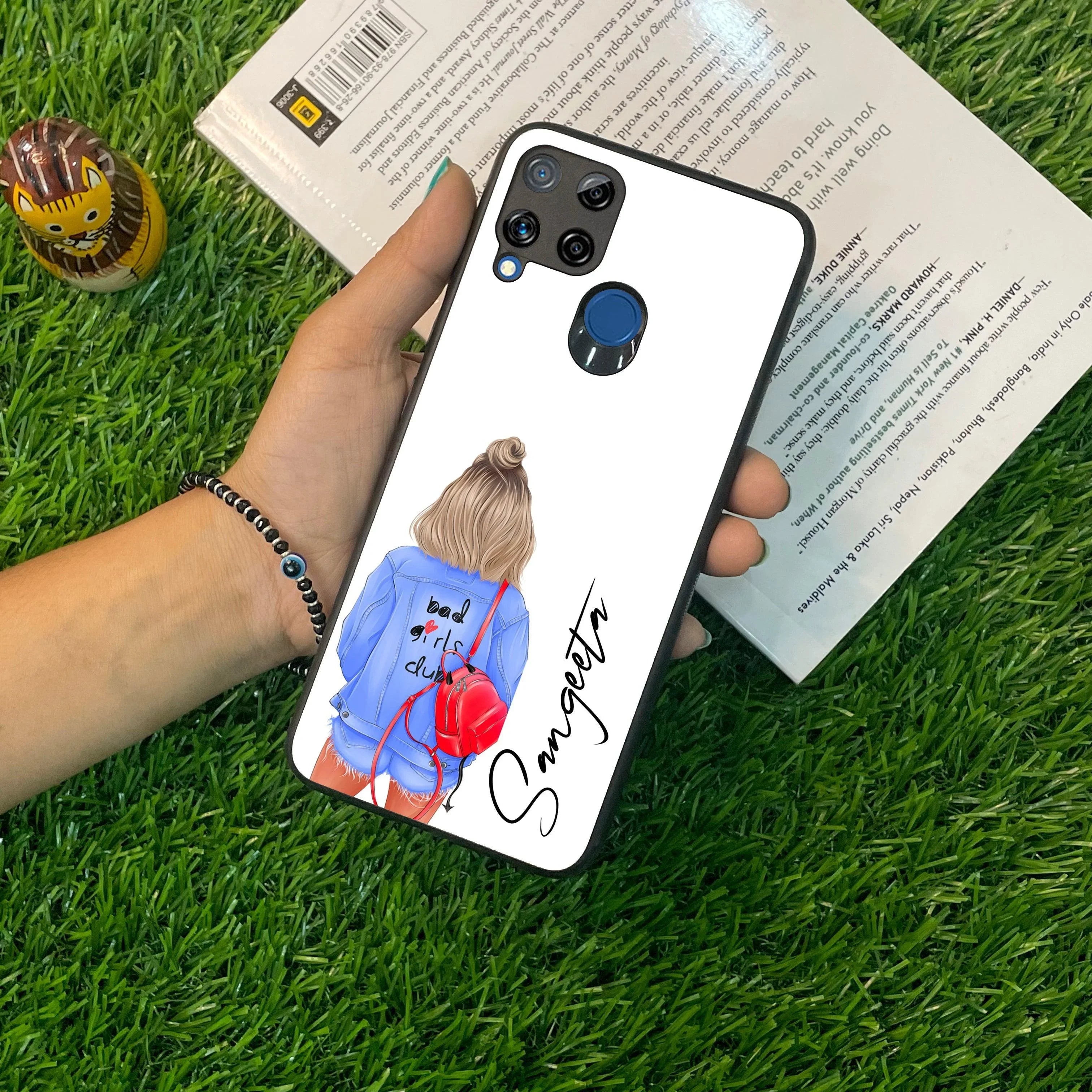 Bag Girl Customize Name Glass Case For Realme/Narzo - ShopOnCliQ