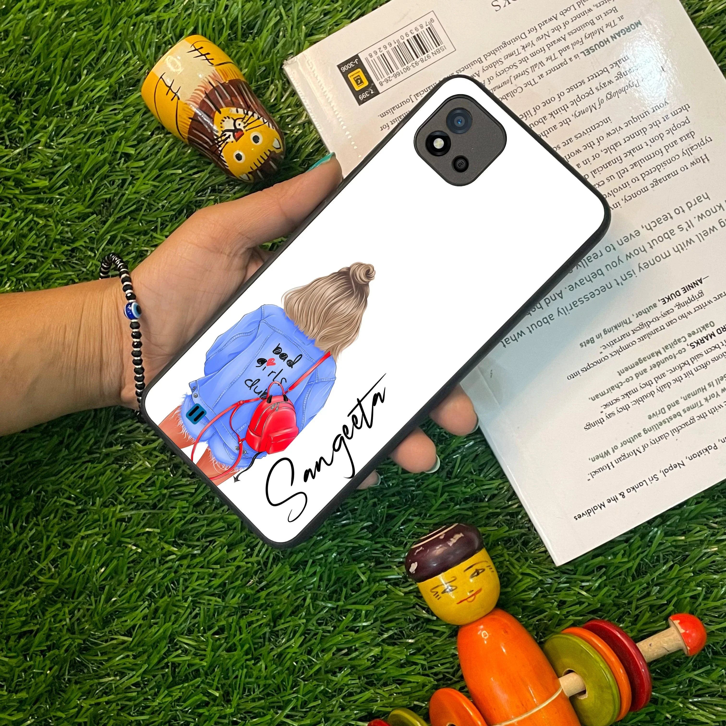 Bag Girl Customize Name Glass Case For Realme/Narzo - ShopOnCliQ