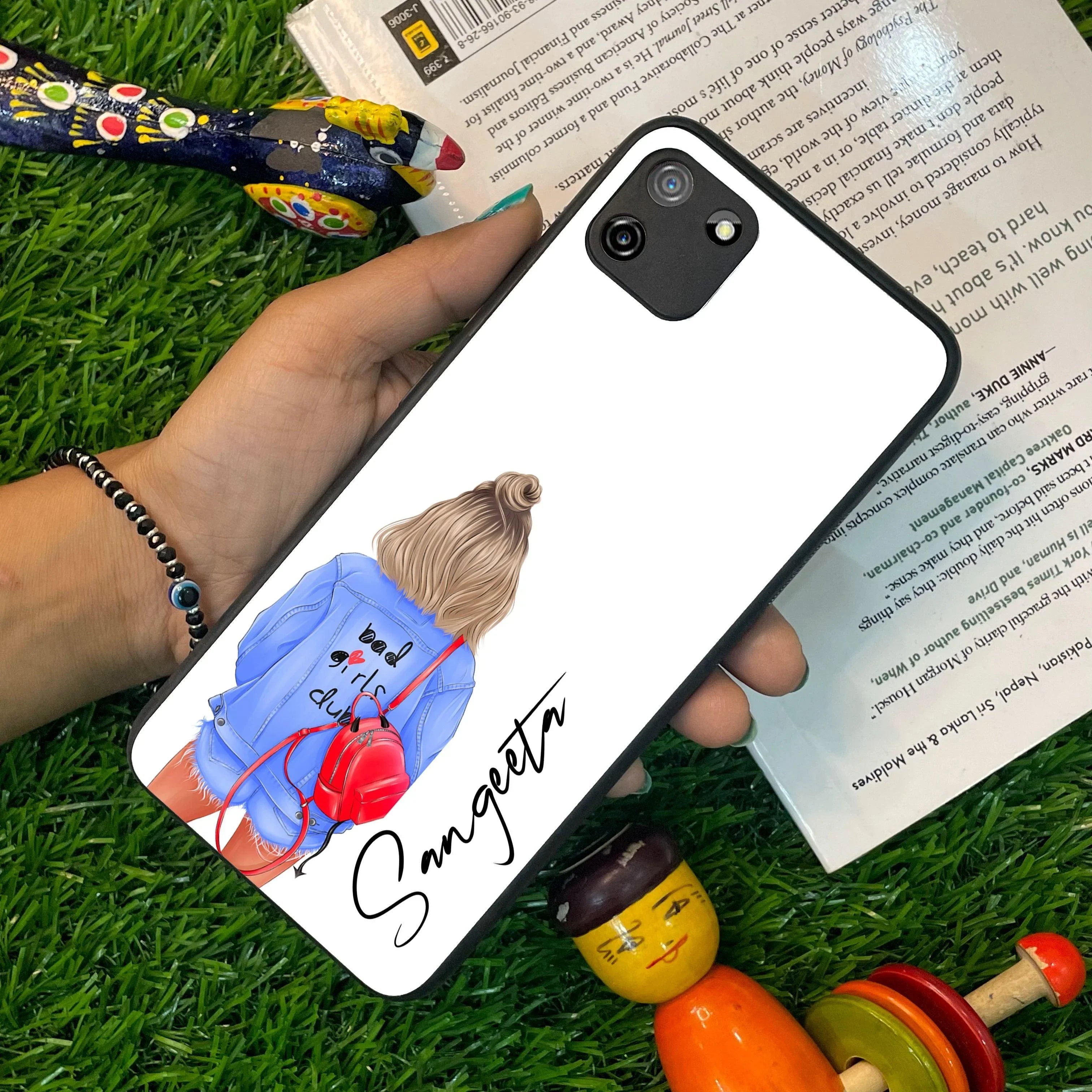 Bag Girl Customize Name Glass Case For Realme/Narzo - ShopOnCliQ