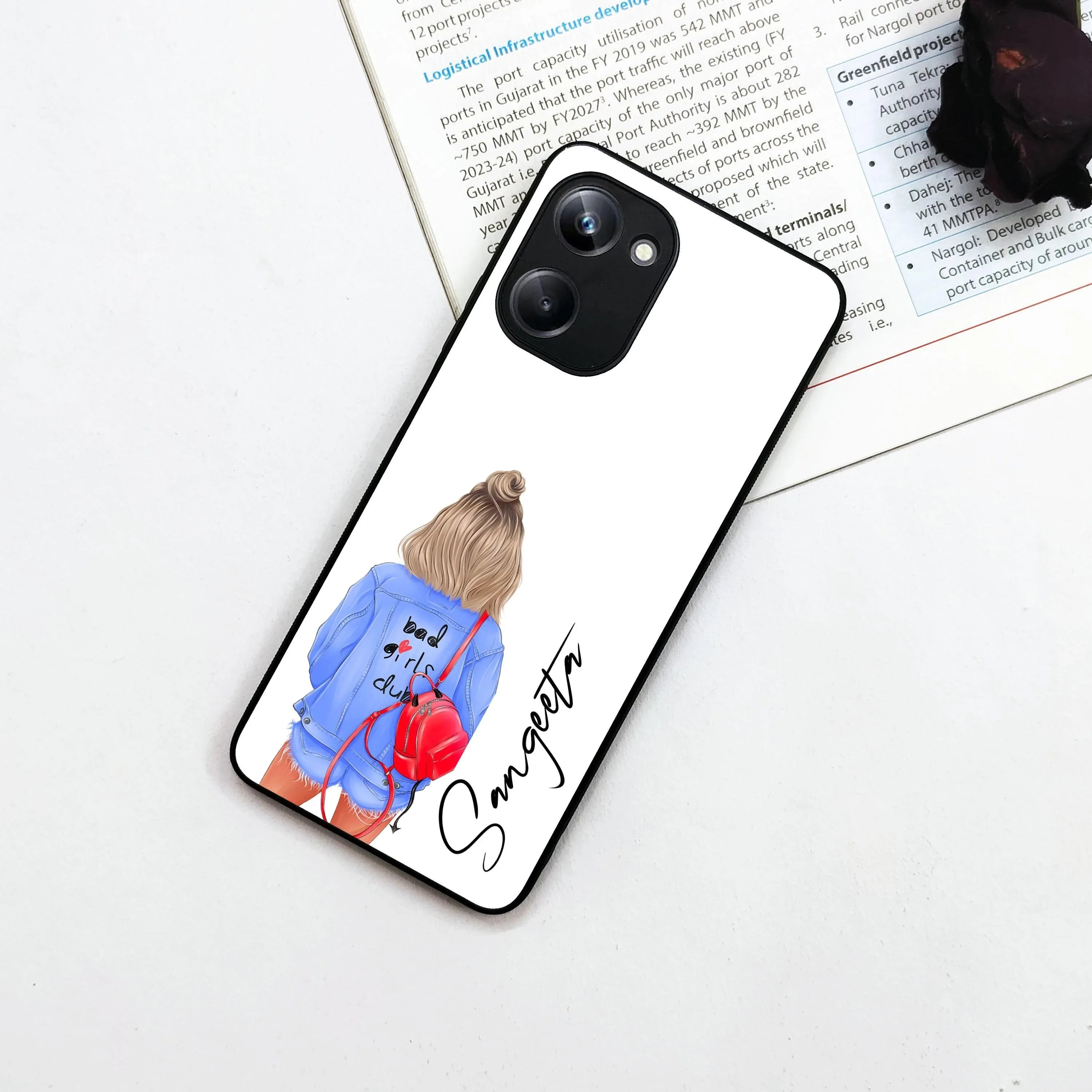 Bag Girl Customize Name Glass Case For Realme/Narzo - ShopOnCliQ