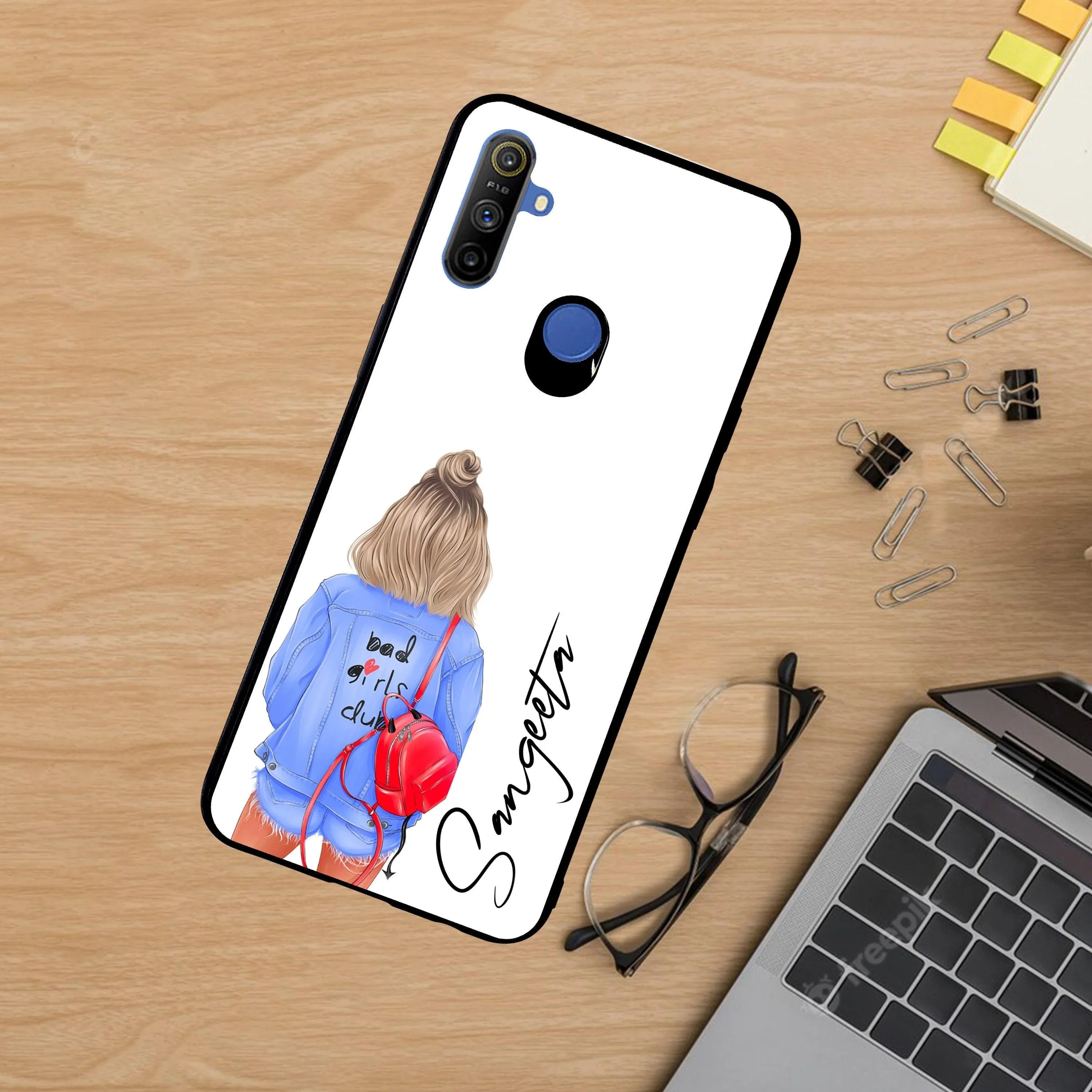 Bag Girl Customize Name Glass Case For Realme/Narzo - ShopOnCliQ