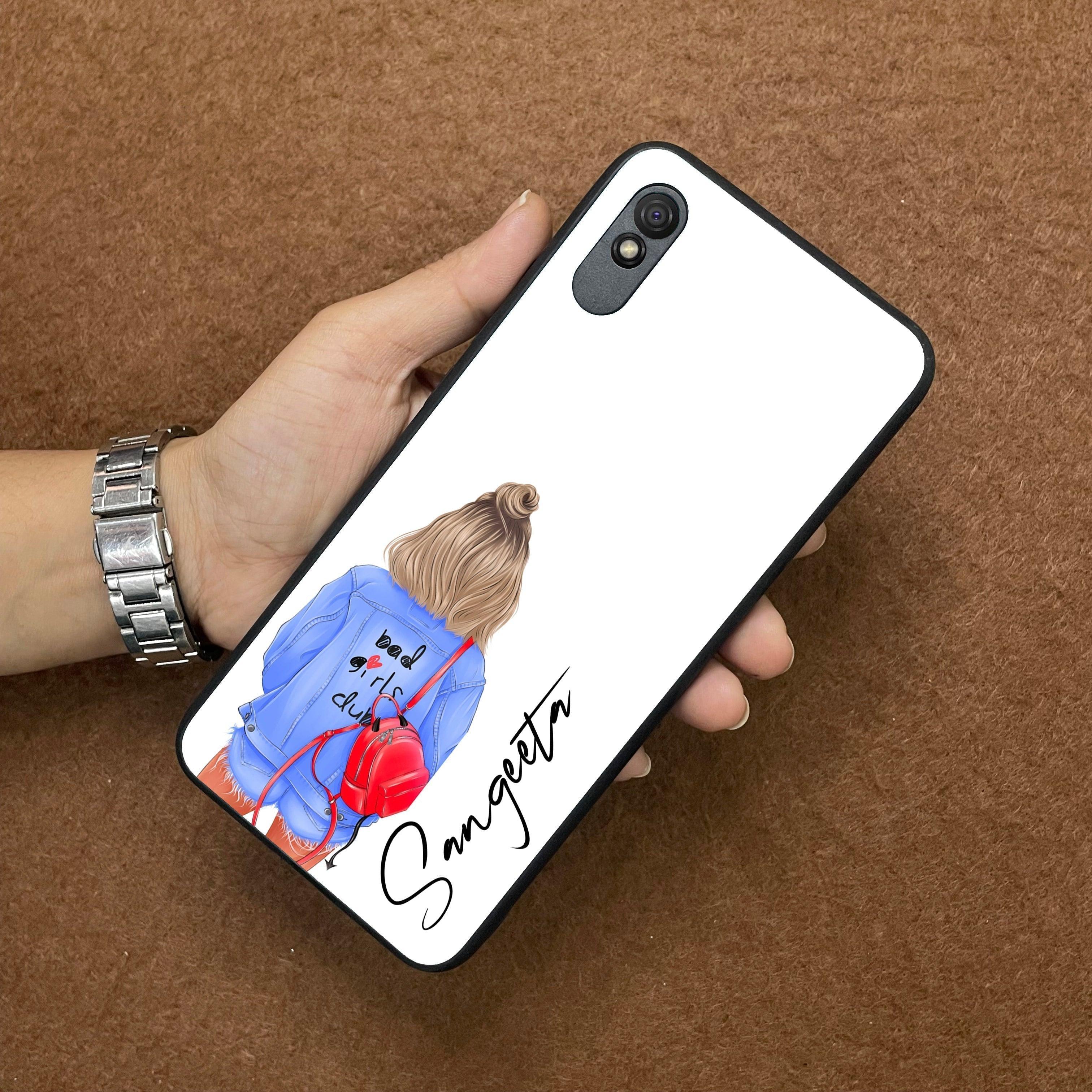 Bag Girl Customize Name Glass Case For Redmi/Xiaomi - ShopOnCliQ