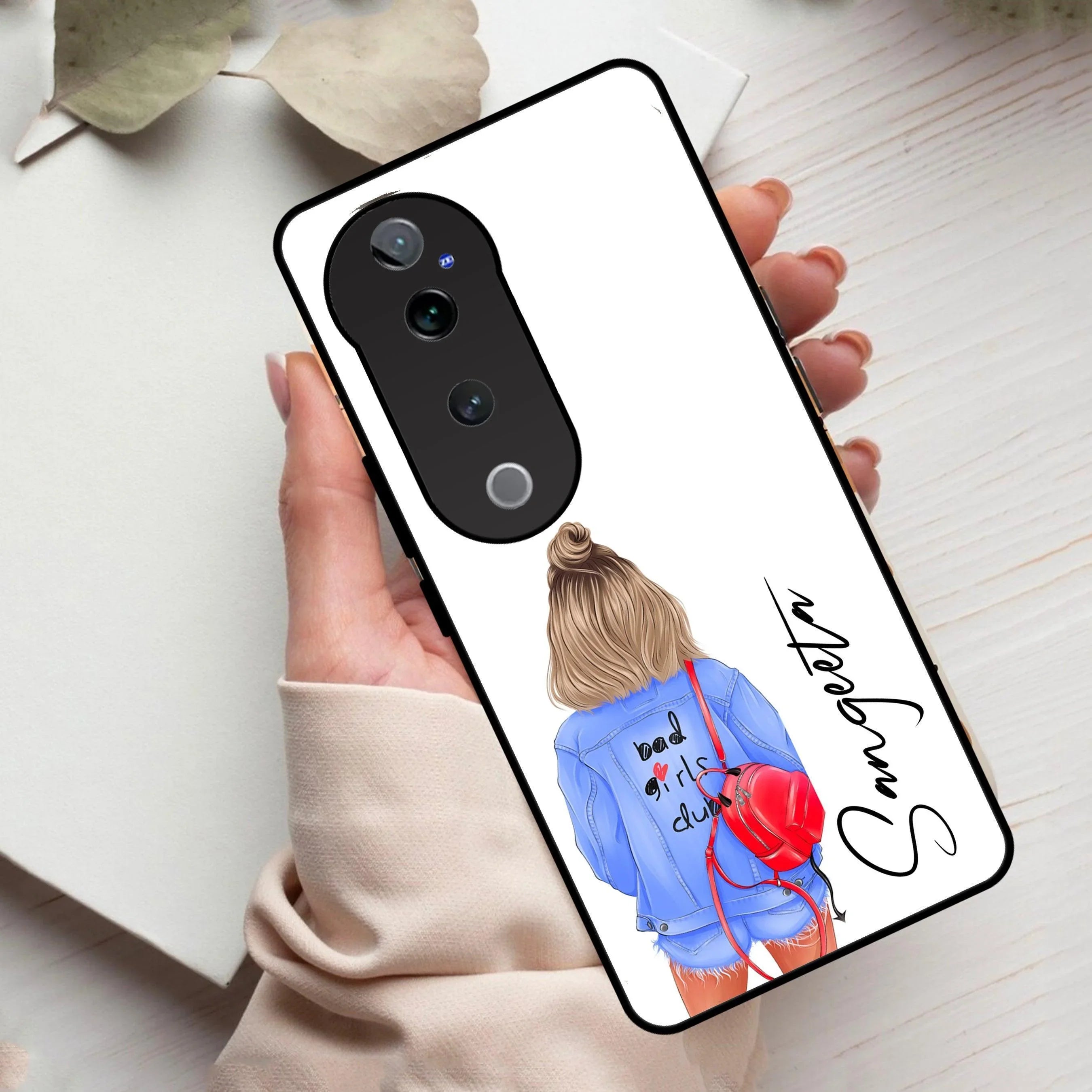 Bag Girl Customize Name Glass Case For Vivo - ShopOnCliQ