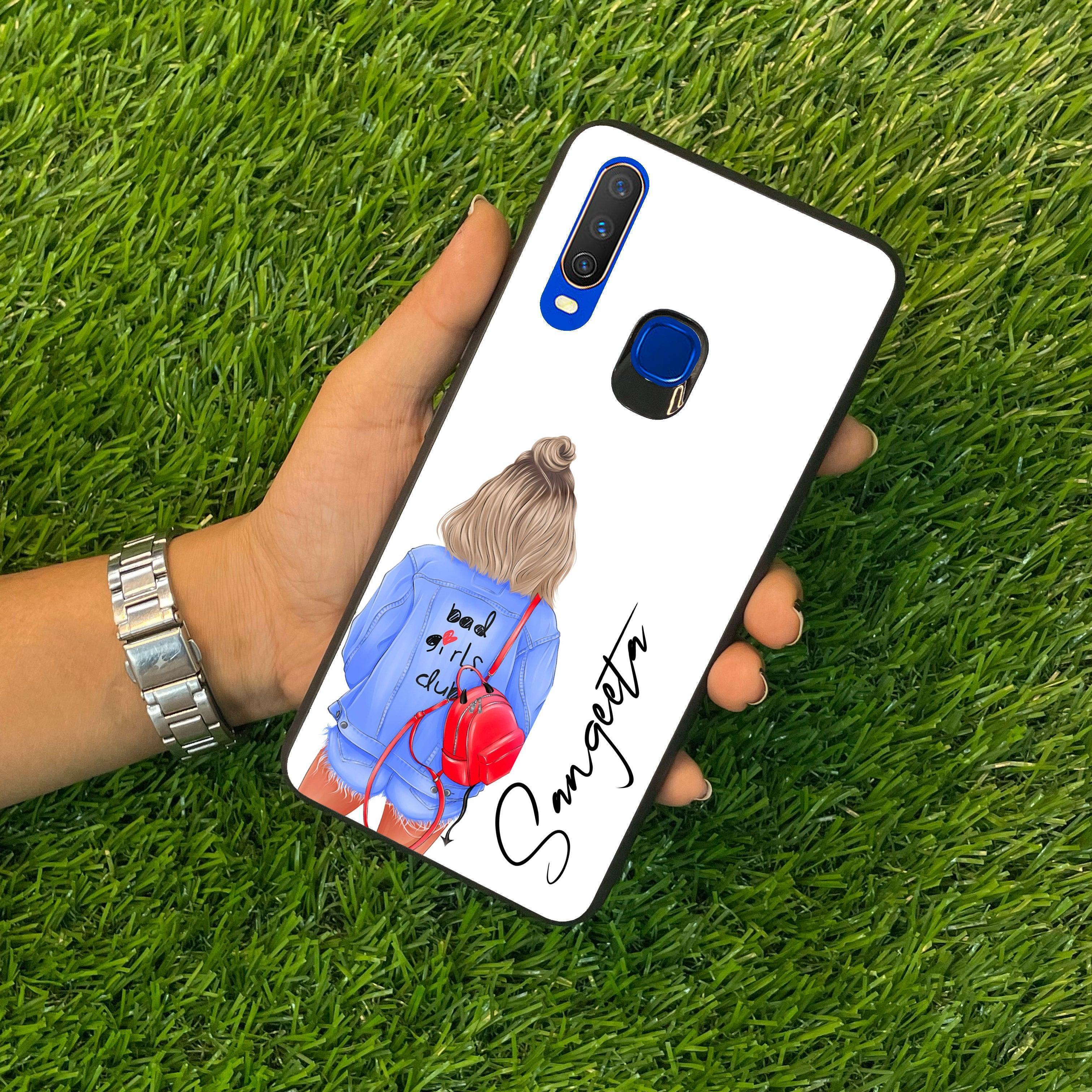 Bag Girl Customize Name Glass Case For Vivo - ShopOnCliQ