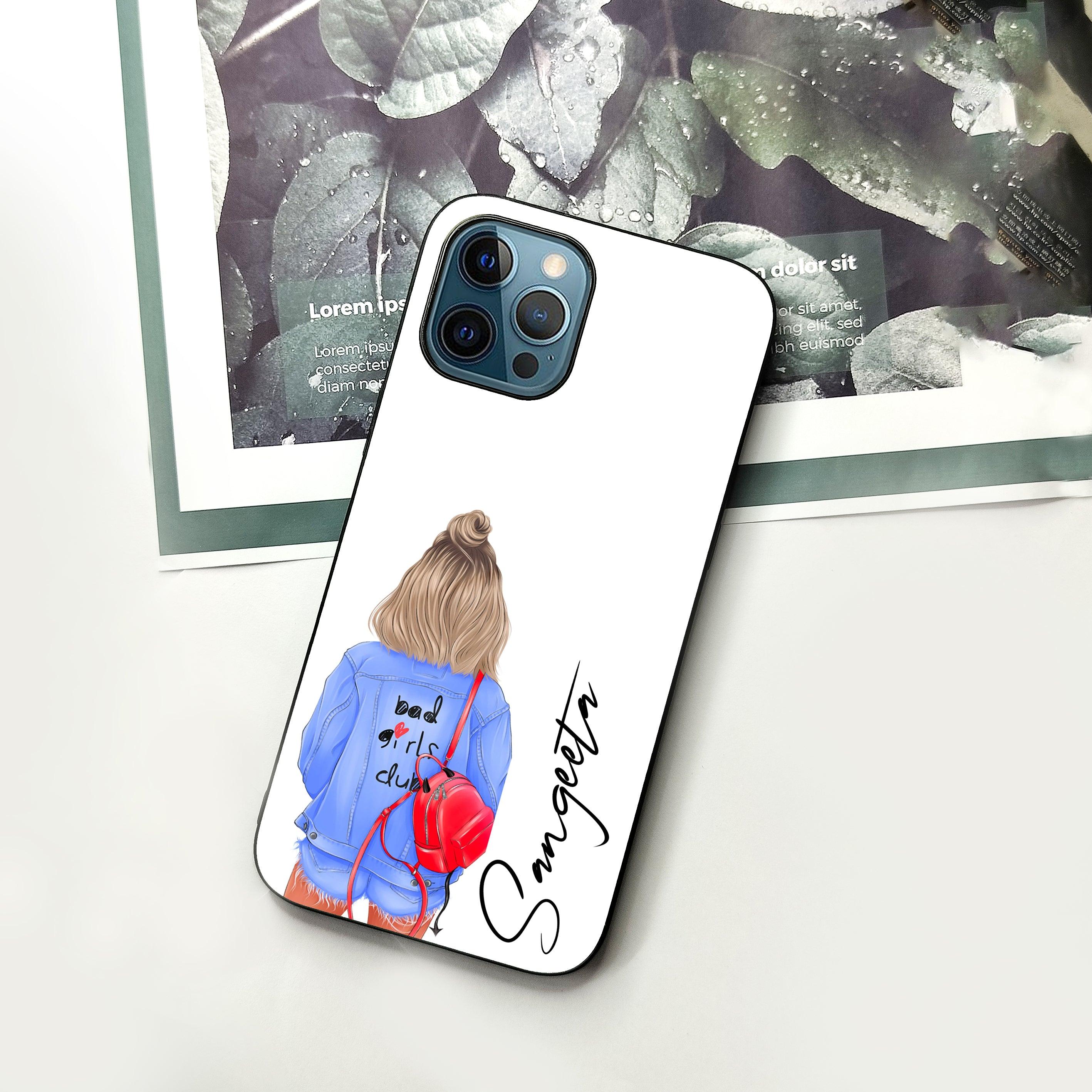 Bag Girl Customize Name Glass Case For iPhone - ShopOnCliQ