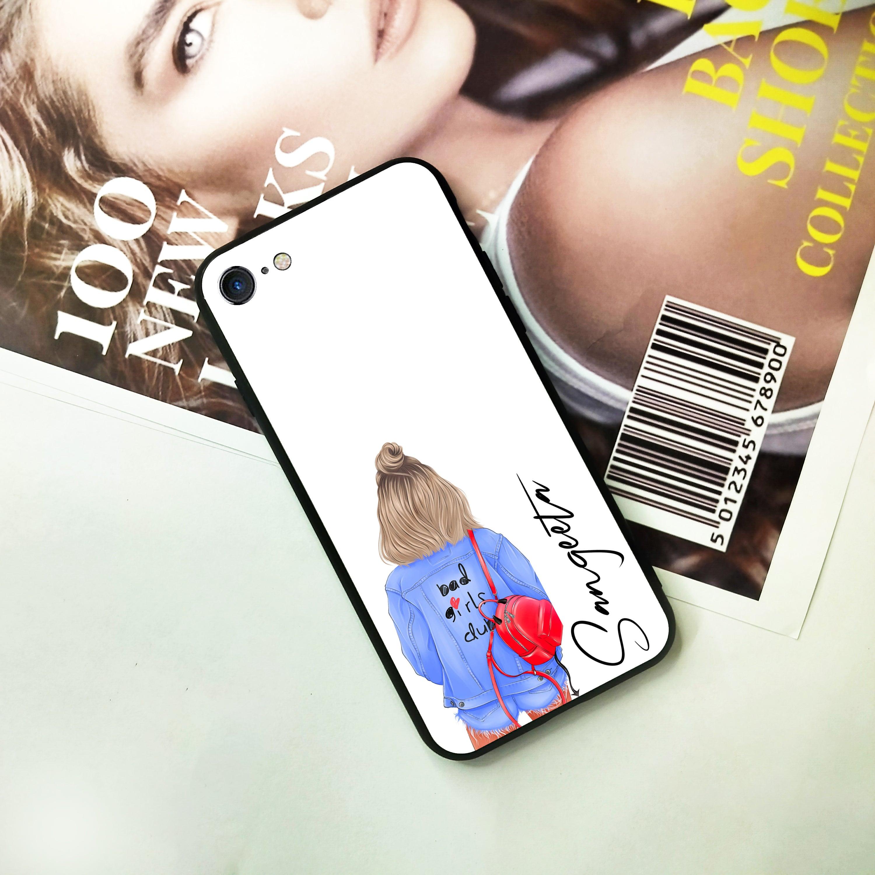 Bag Girl Customize Name Glass Case For iPhone - ShopOnCliQ