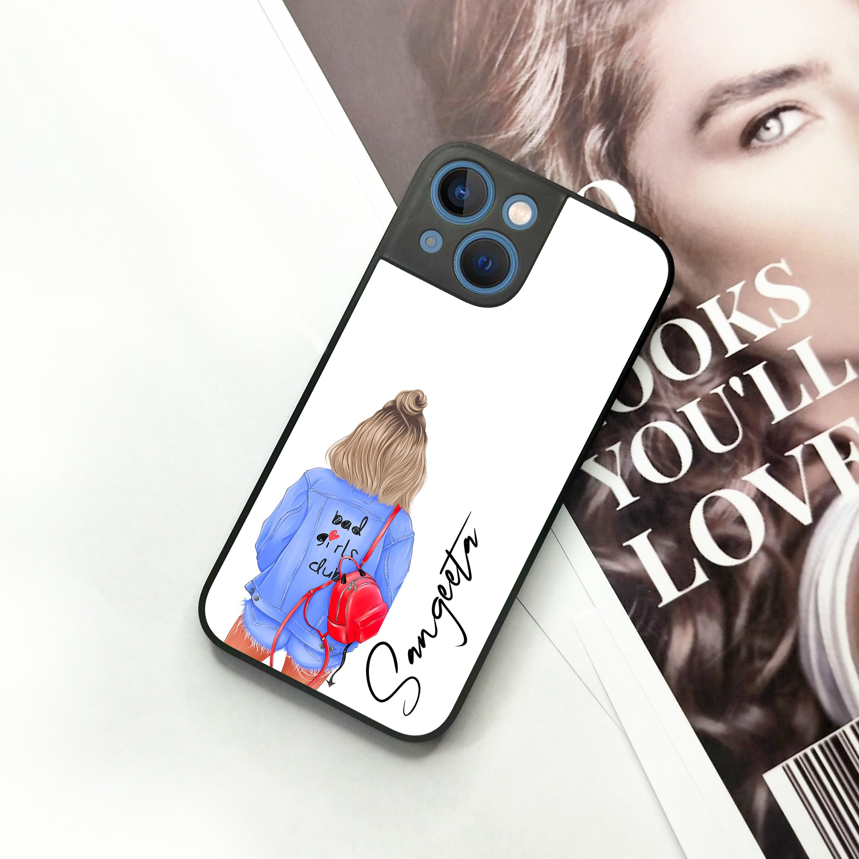 Bag Girl Customize Name Glass Case For iPhone - ShopOnCliQ