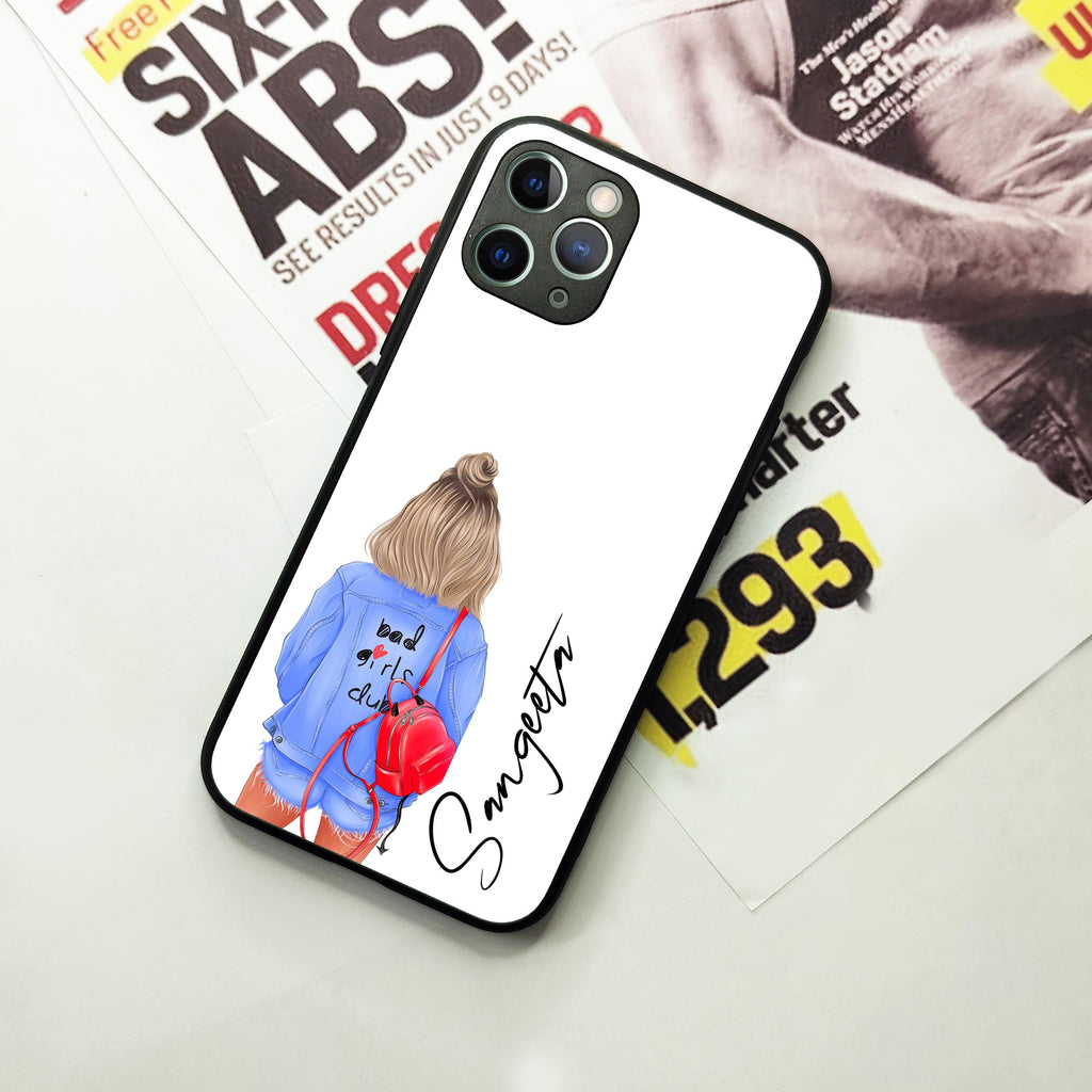 Bag Girl Customize Name Glass Case For iPhone - ShopOnCliQ