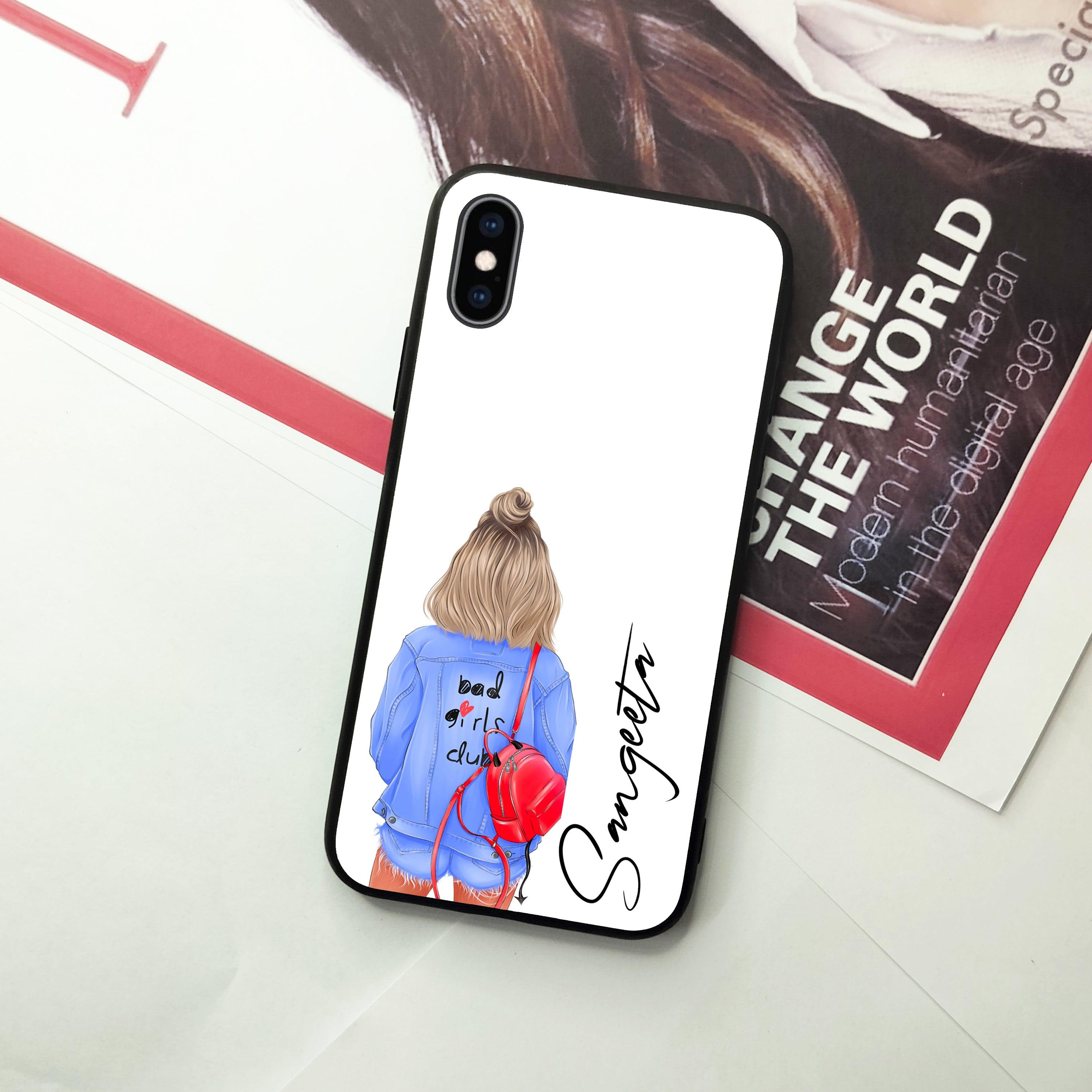 Bag Girl Customize Name Glass Case For iPhone - ShopOnCliQ