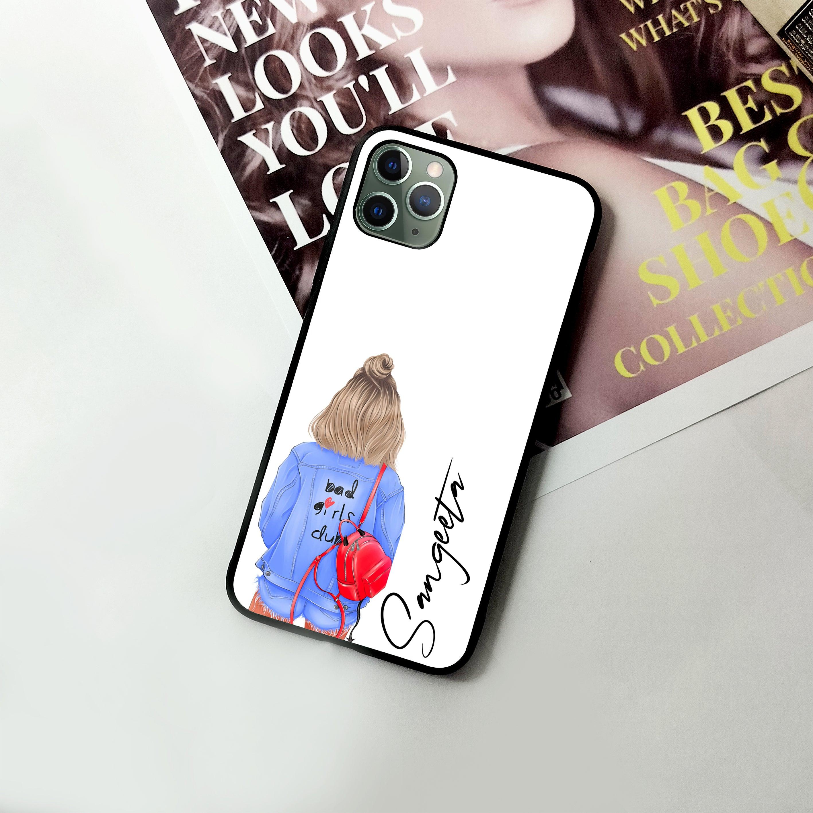 Bag Girl Customize Name Glass Case For iPhone - ShopOnCliQ