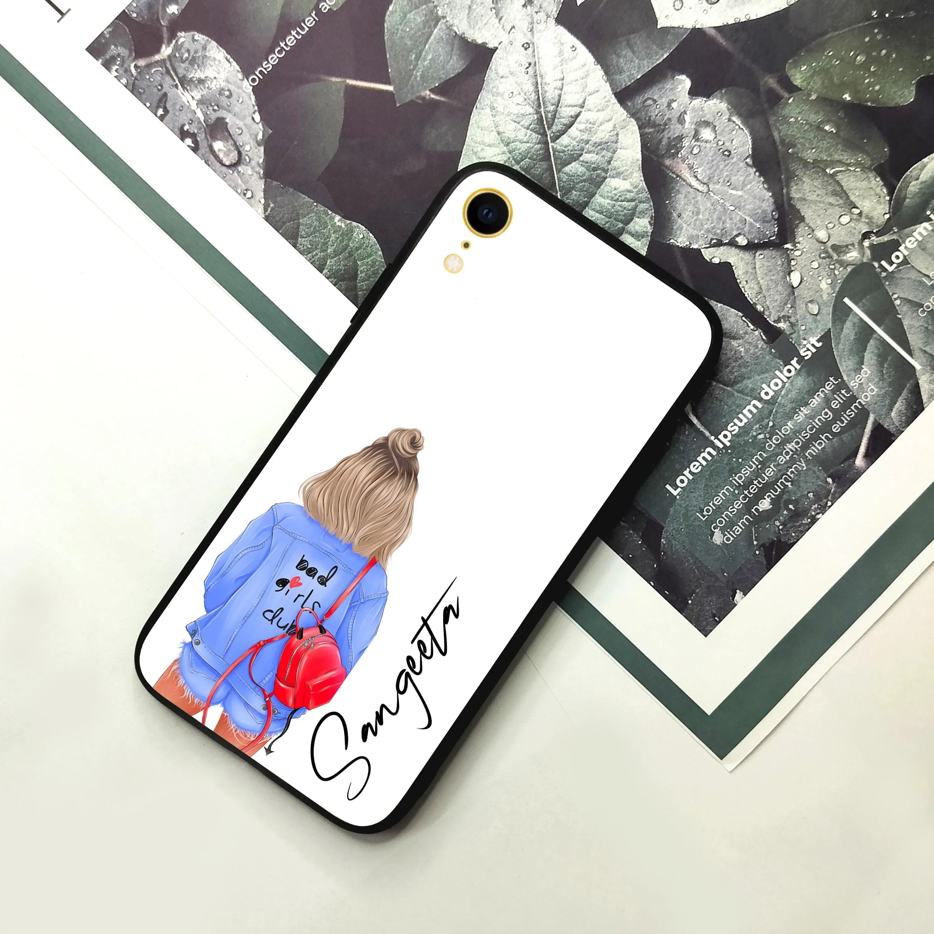 Bag Girl Customize Name Glass Case For iPhone - ShopOnCliQ