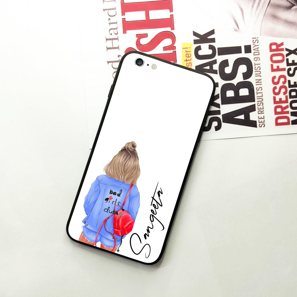 Bag Girl Customize Name Glass Case For iPhone - ShopOnCliQ
