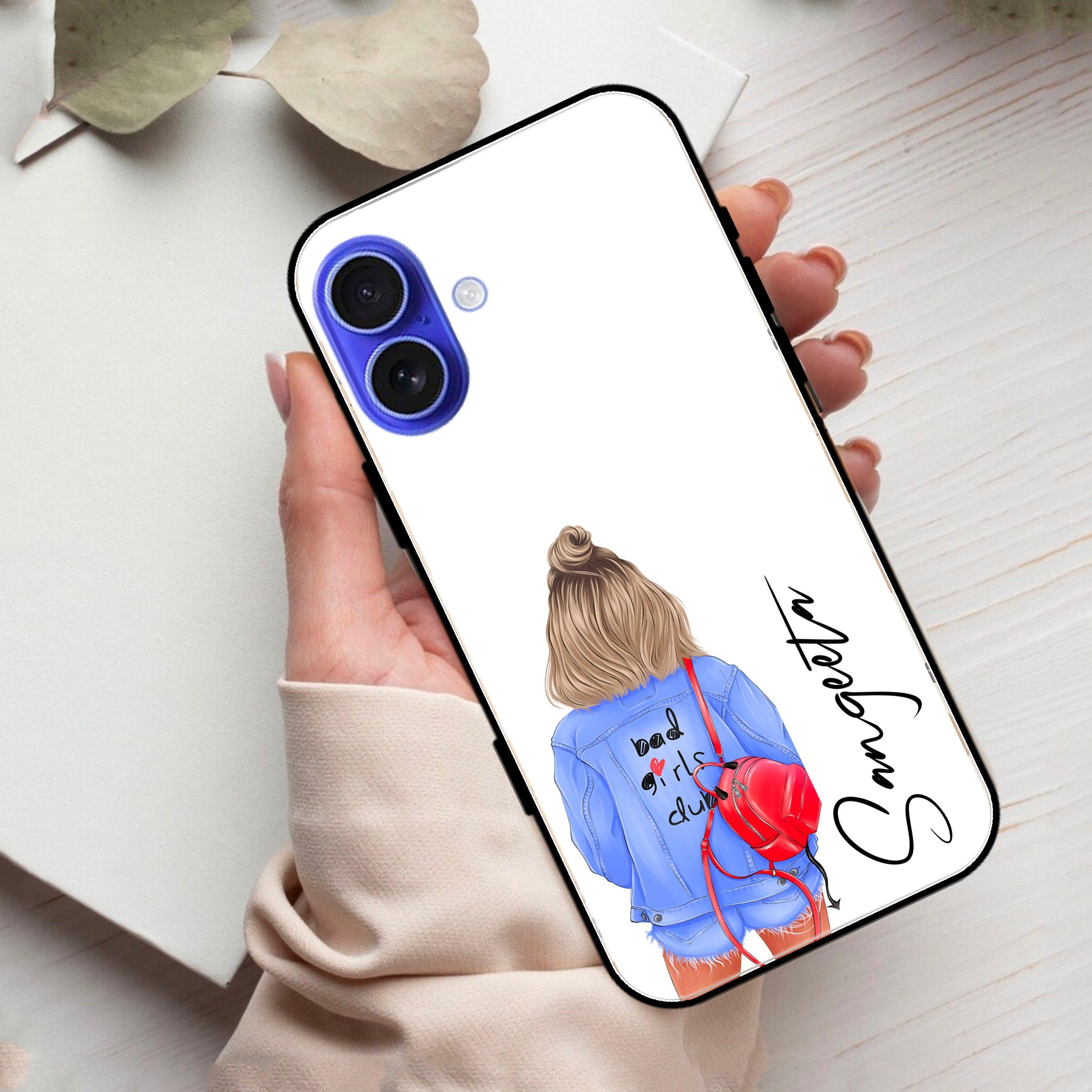 Bag Girl Customize Name Glass Case For iPhone - ShopOnCliQ