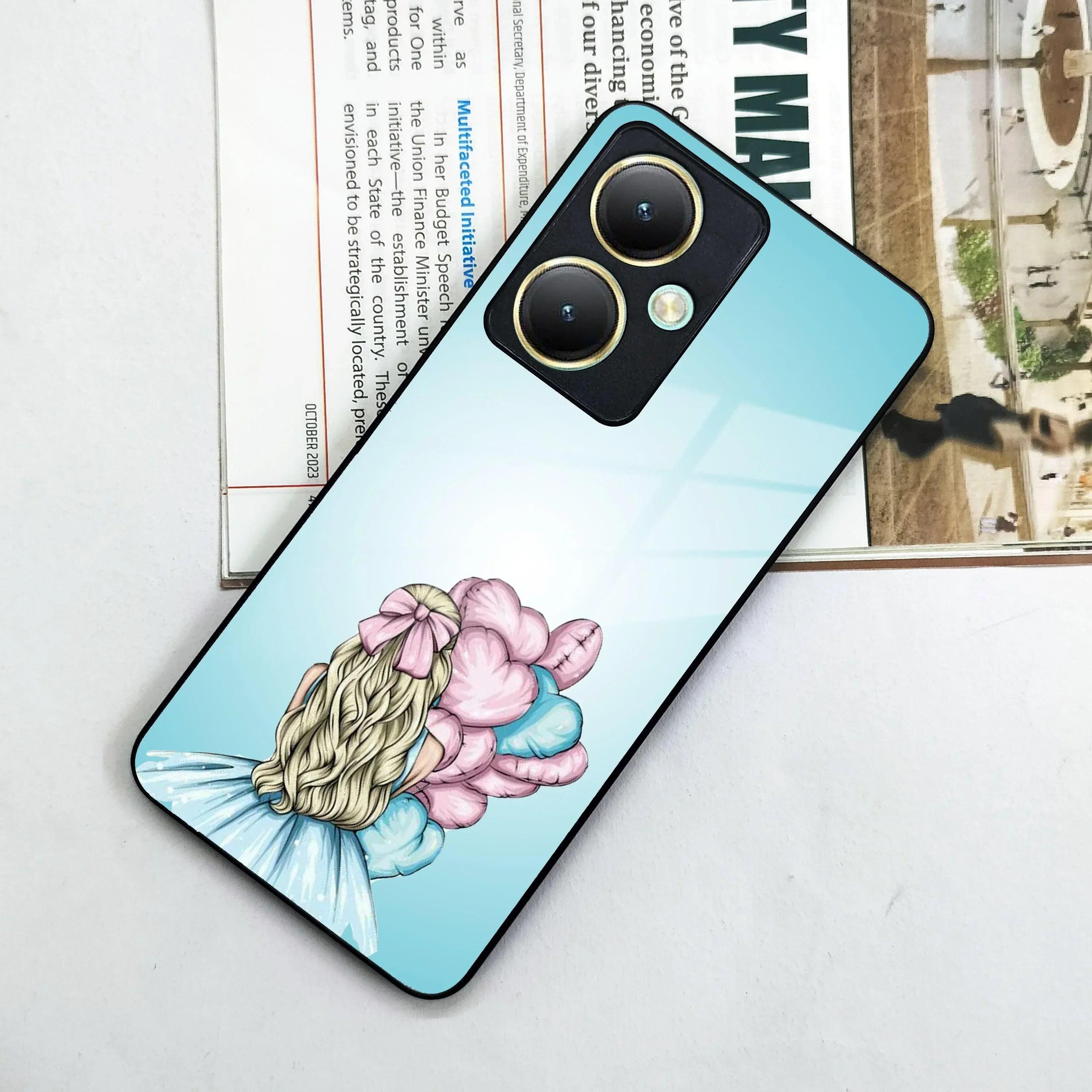 Styles Girl With Balloon Glass Case For Vivo - ShopOnCliQ