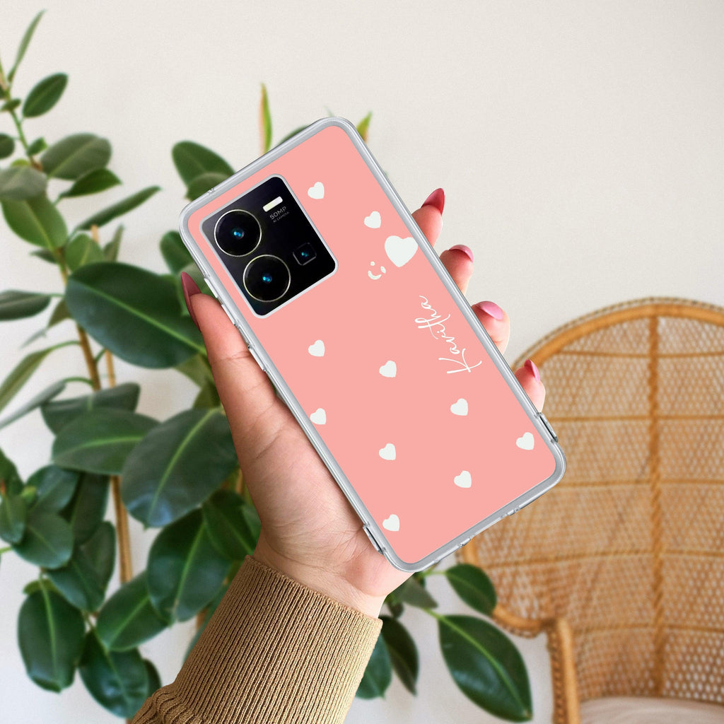 Be Loved Customize Transparent Silicon Case Peach For Vivo Y35